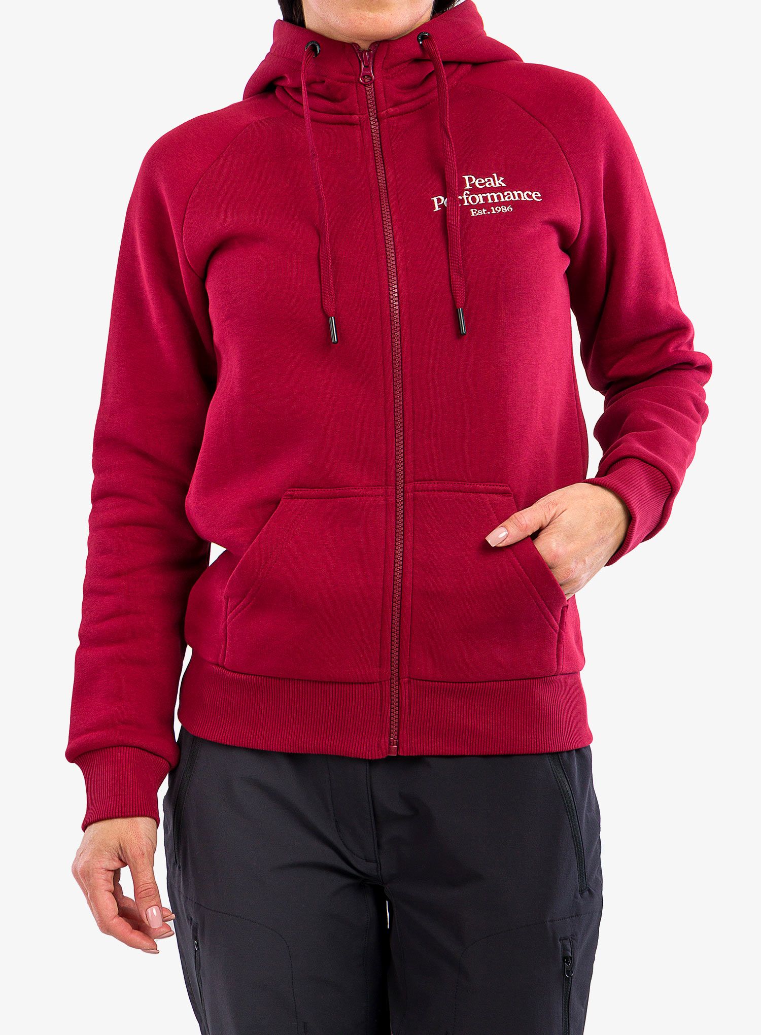 Кофта на замку жіноча Peak Performance Original Zip Hood - rogue red