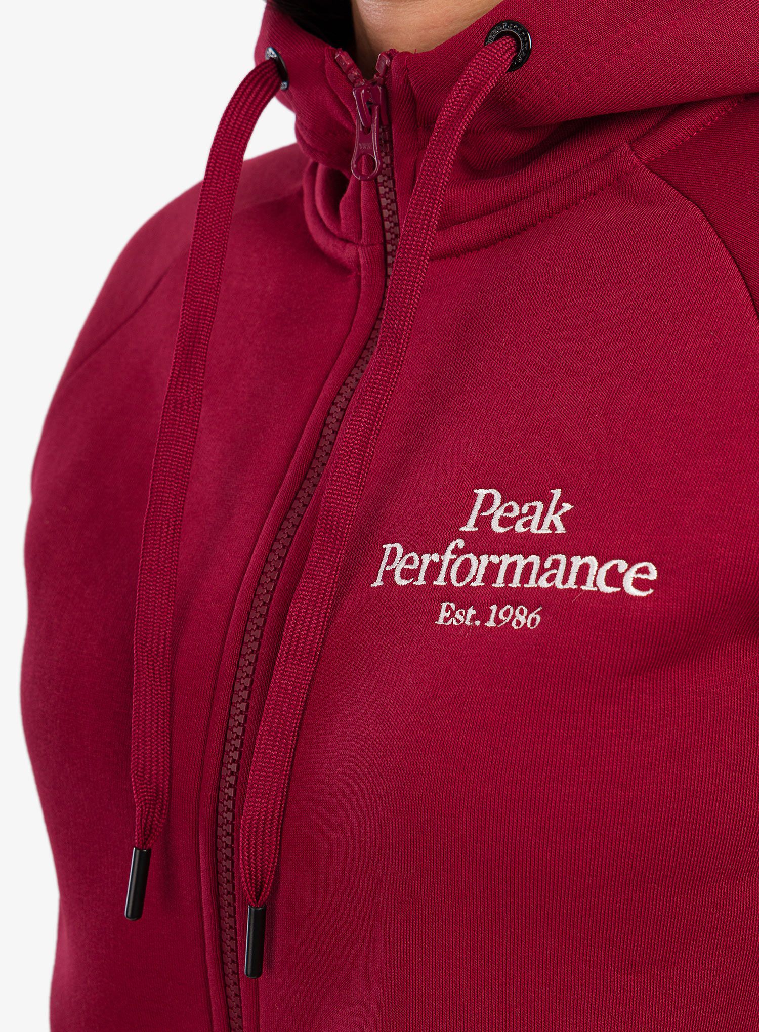 Кофта на замку жіноча Peak Performance Original Zip Hood - rogue red