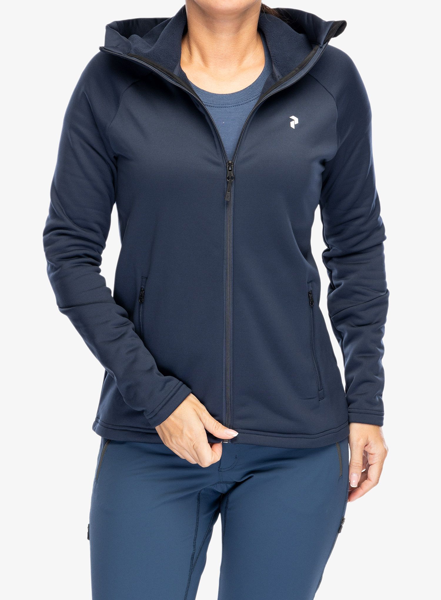 Кофта флісова жіноча Peak Performance Rider Zip Hood - blue shadow/shadow
