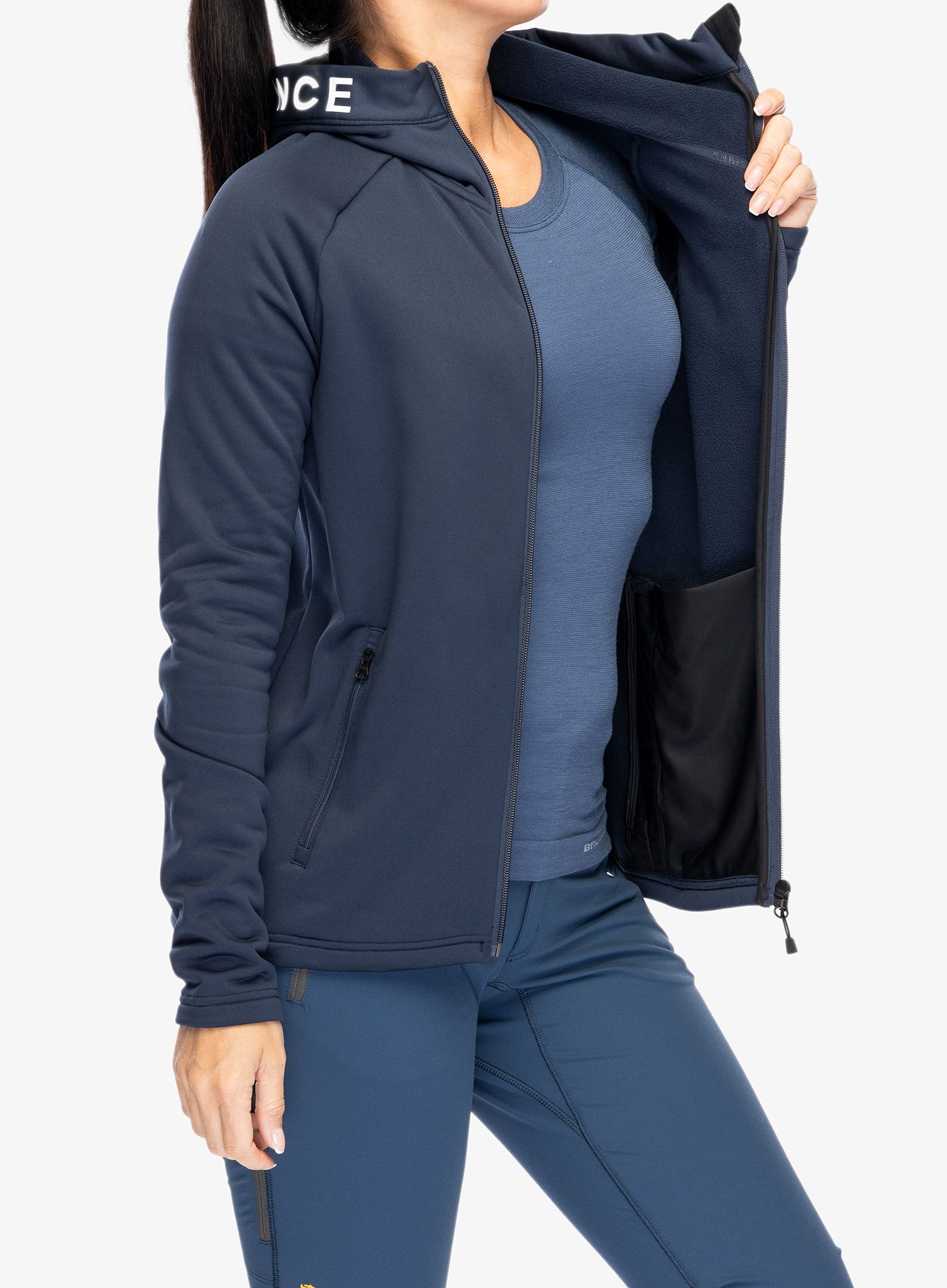 Кофта флісова жіноча Peak Performance Rider Zip Hood - blue shadow/shadow