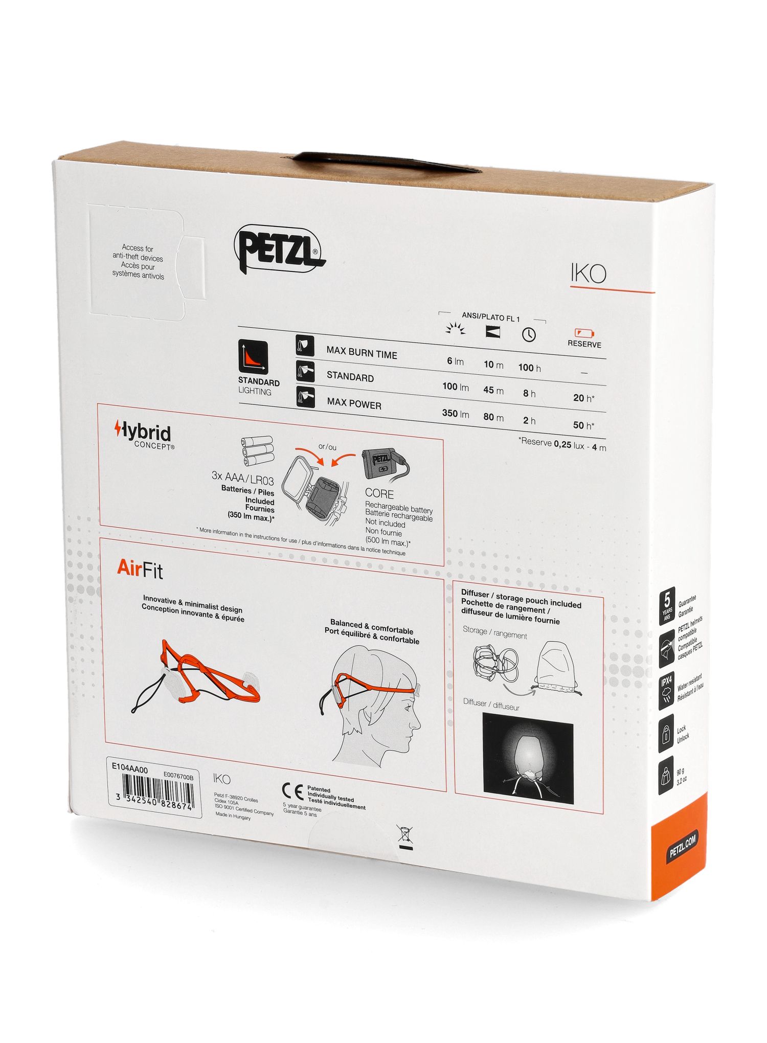 Ліхтар налобний Petzl Iko - black/white (350 lm)
