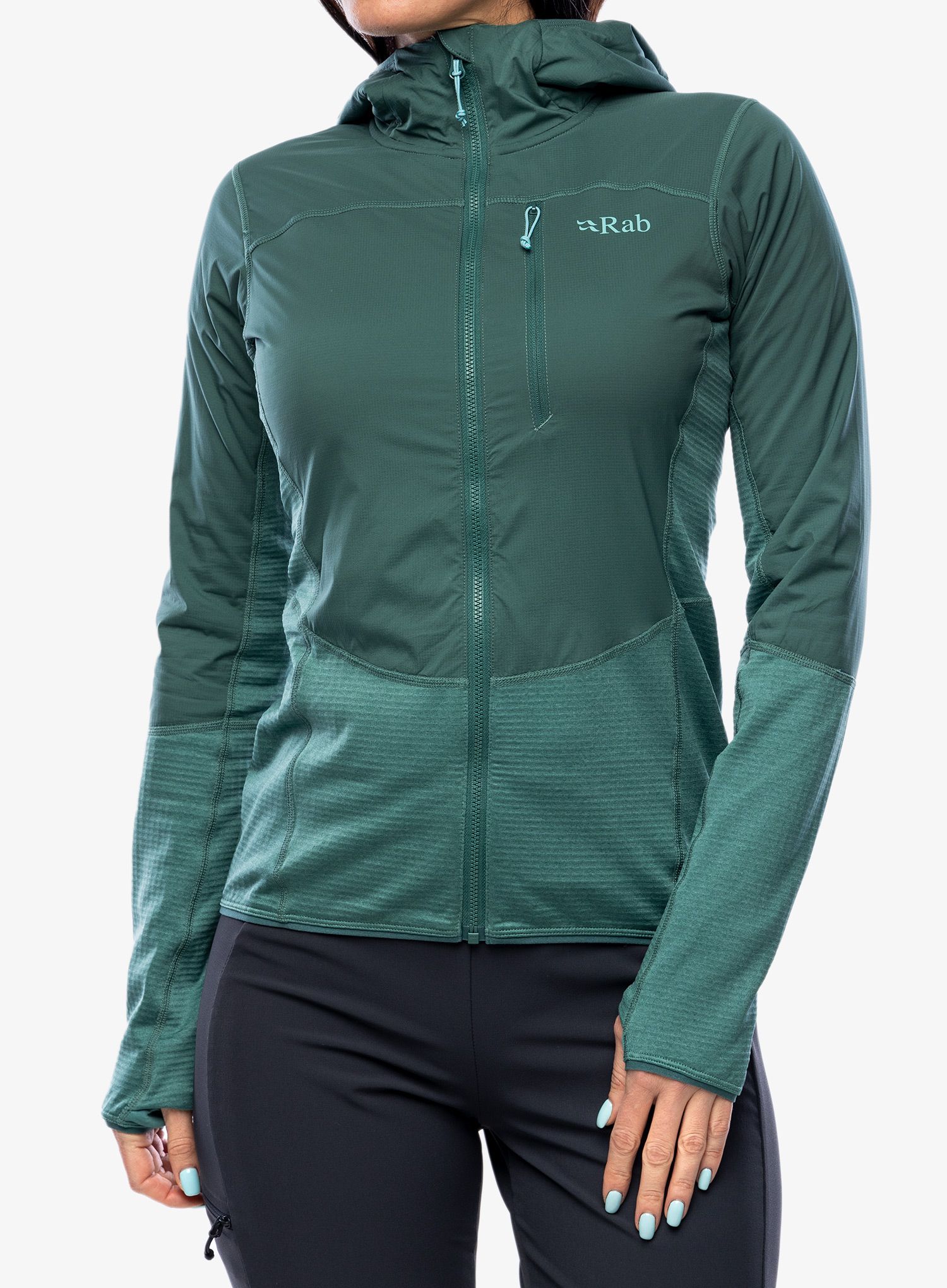 Кофта з каптуром Rab Ascendor Summit Hoody - green slate/eucalyptus