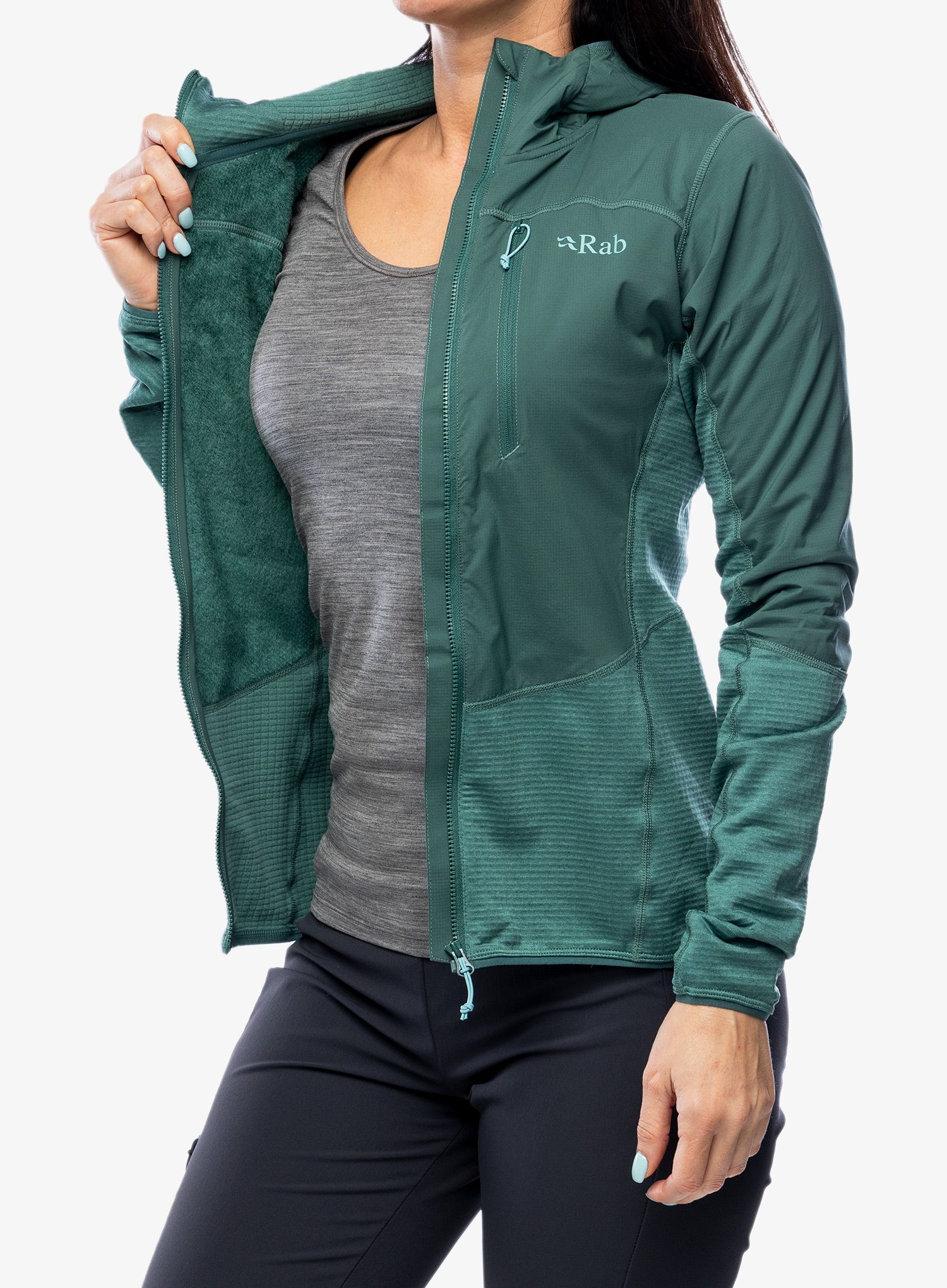 Кофта з каптуром Rab Ascendor Summit Hoody - green slate/eucalyptus