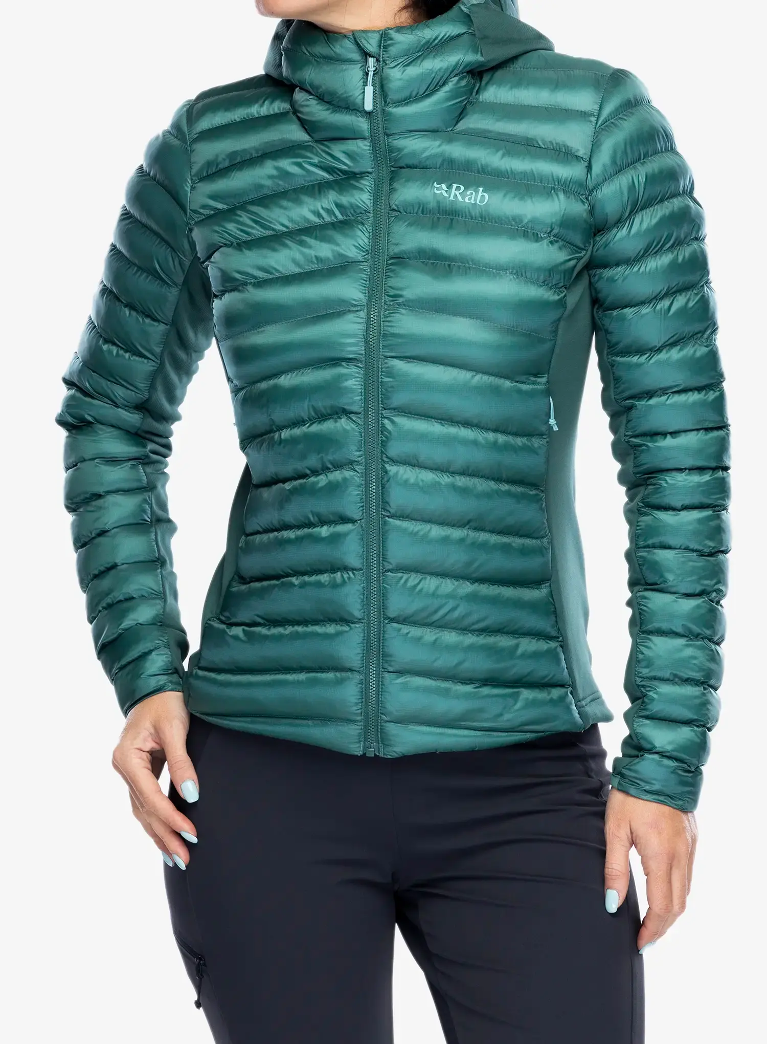 Куртка утеплена жіноча Rab Cirrus Flex Hoody - eucalyptus/green slate
