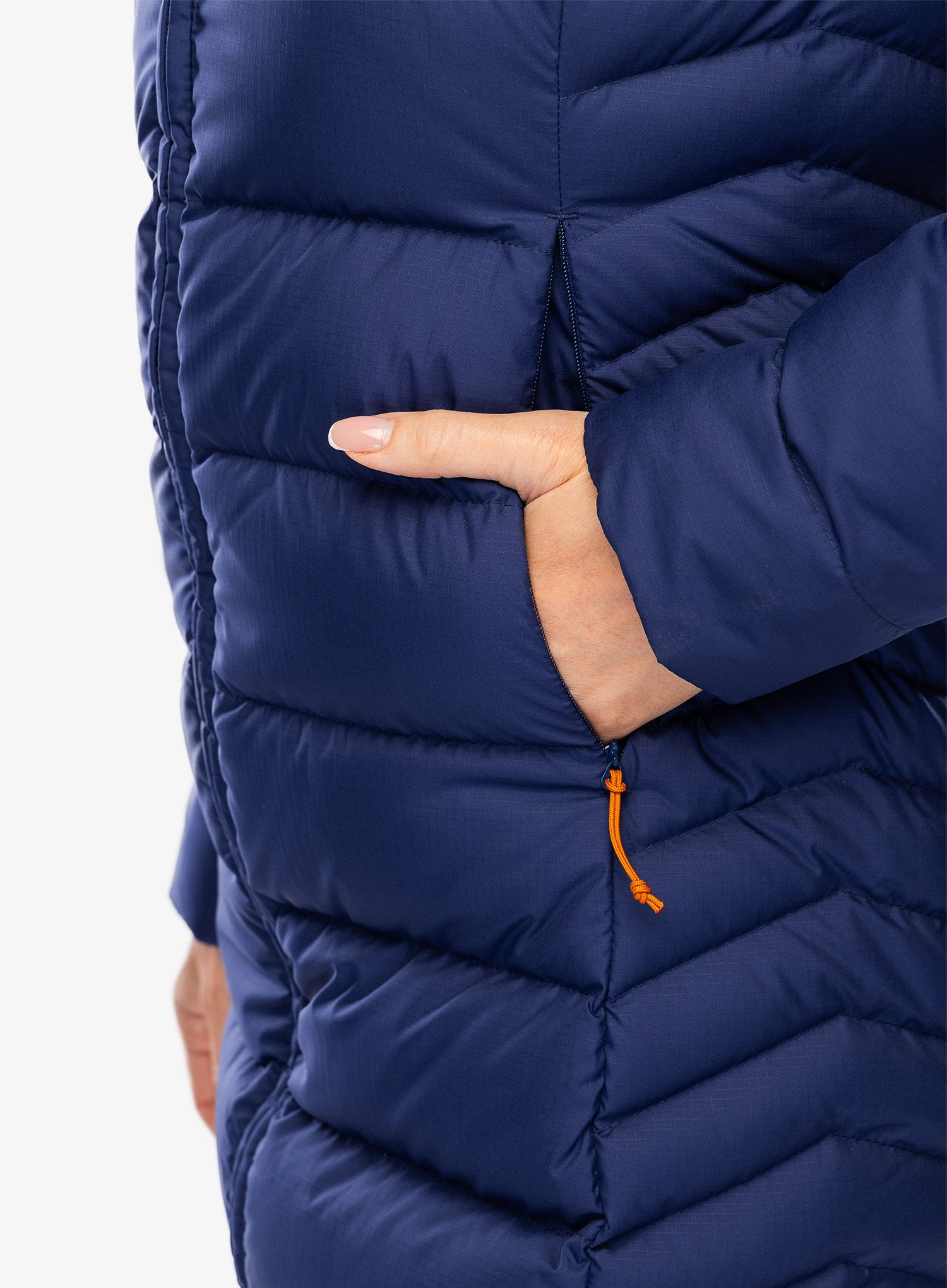 Плащ пуховий жіночий Rab Deep Cover Parka - patriot blue