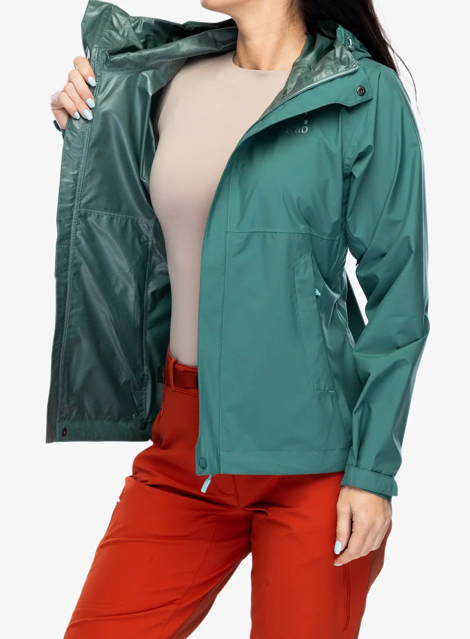 Куртка дощовик жіноча Rab Downpour Eco Jacket - eucalyptus