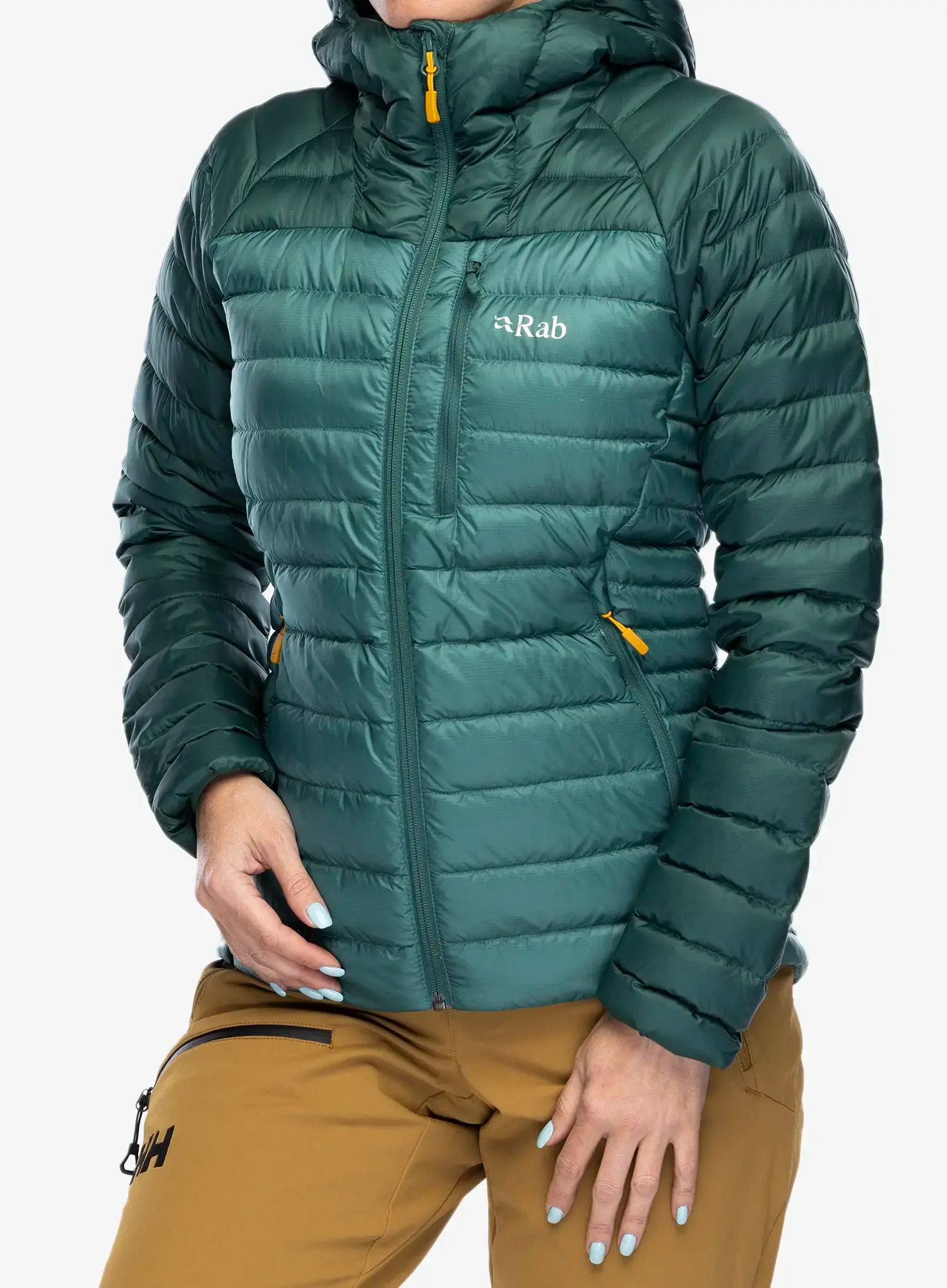 Пуховик жіноча Rab Microlight Alpine Jacket - green slate/eucalyptus