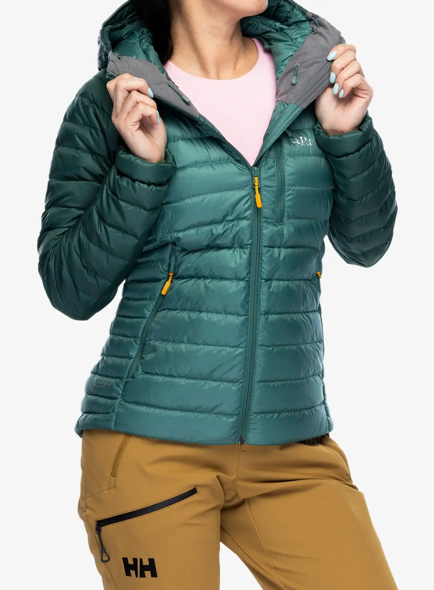 Пуховик жіноча Rab Microlight Alpine Jacket - green slate/eucalyptus