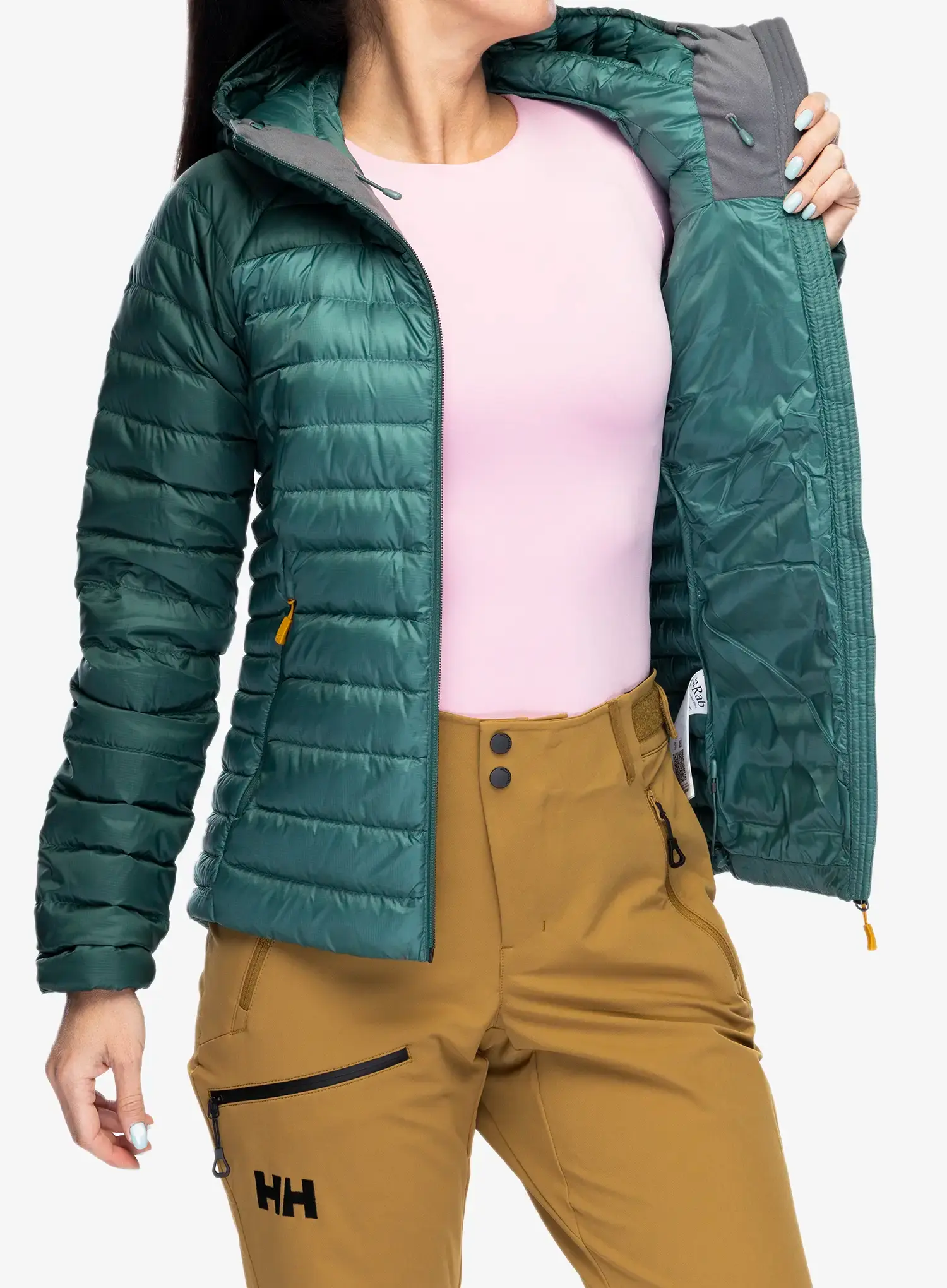 Пуховик жіноча Rab Microlight Alpine Jacket - green slate/eucalyptus