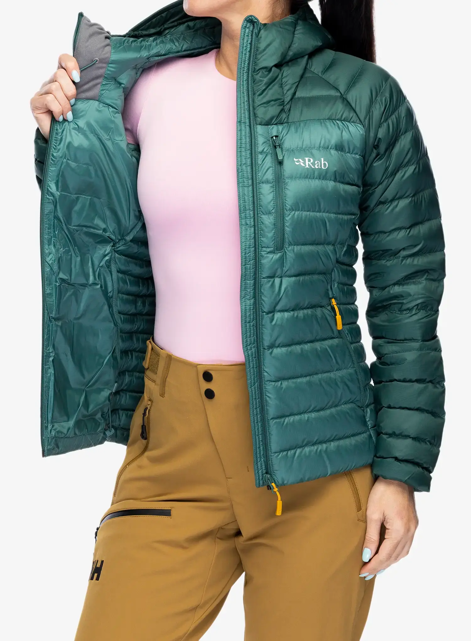 Пуховик жіноча Rab Microlight Alpine Jacket - green slate/eucalyptus