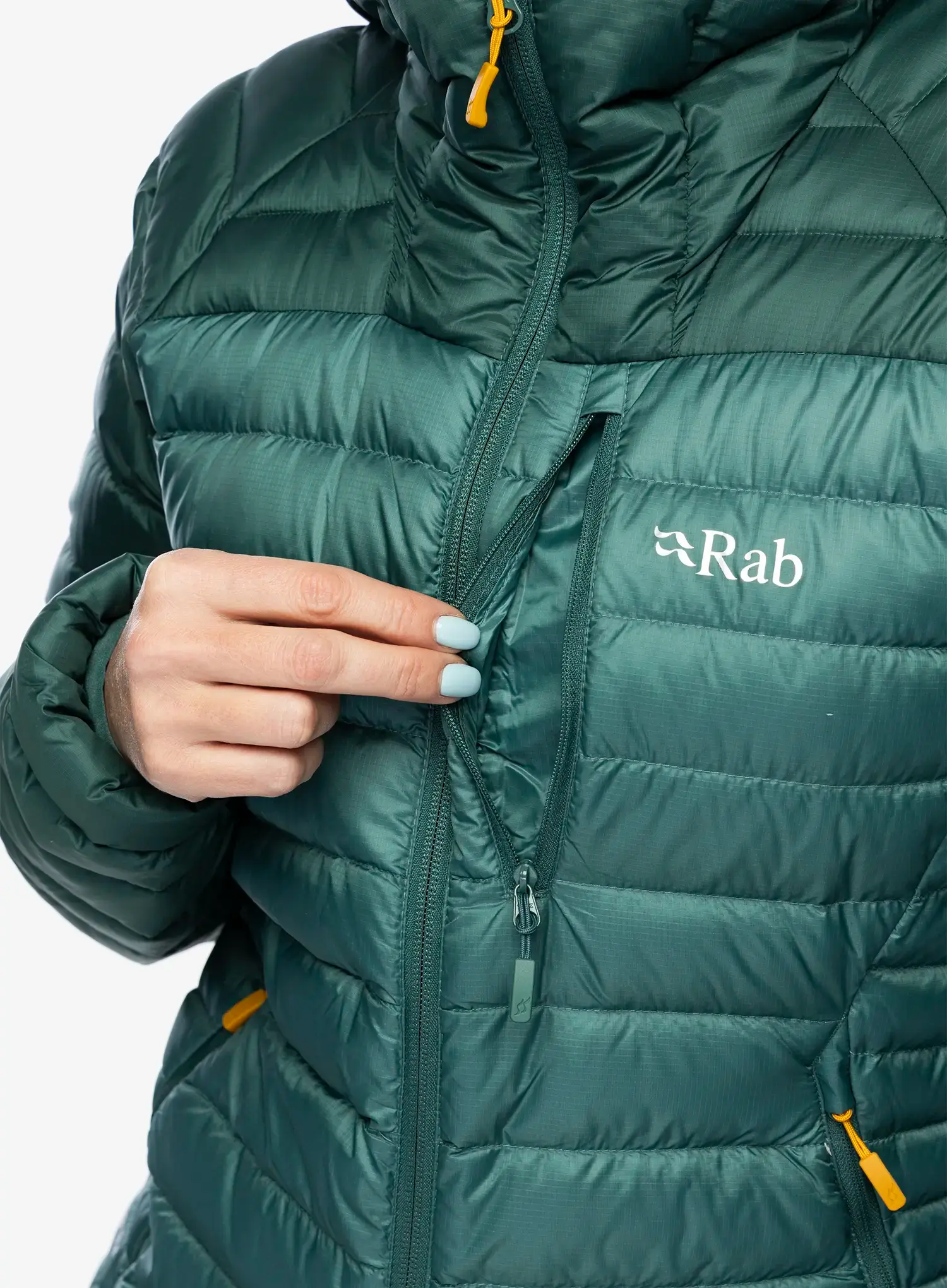 Пуховик жіноча Rab Microlight Alpine Jacket - green slate/eucalyptus