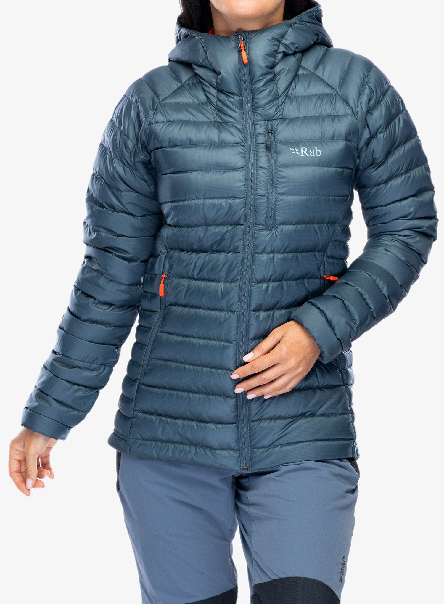 Пуховик жіноча Rab Microlight Alpine Long Jacket - orion blue