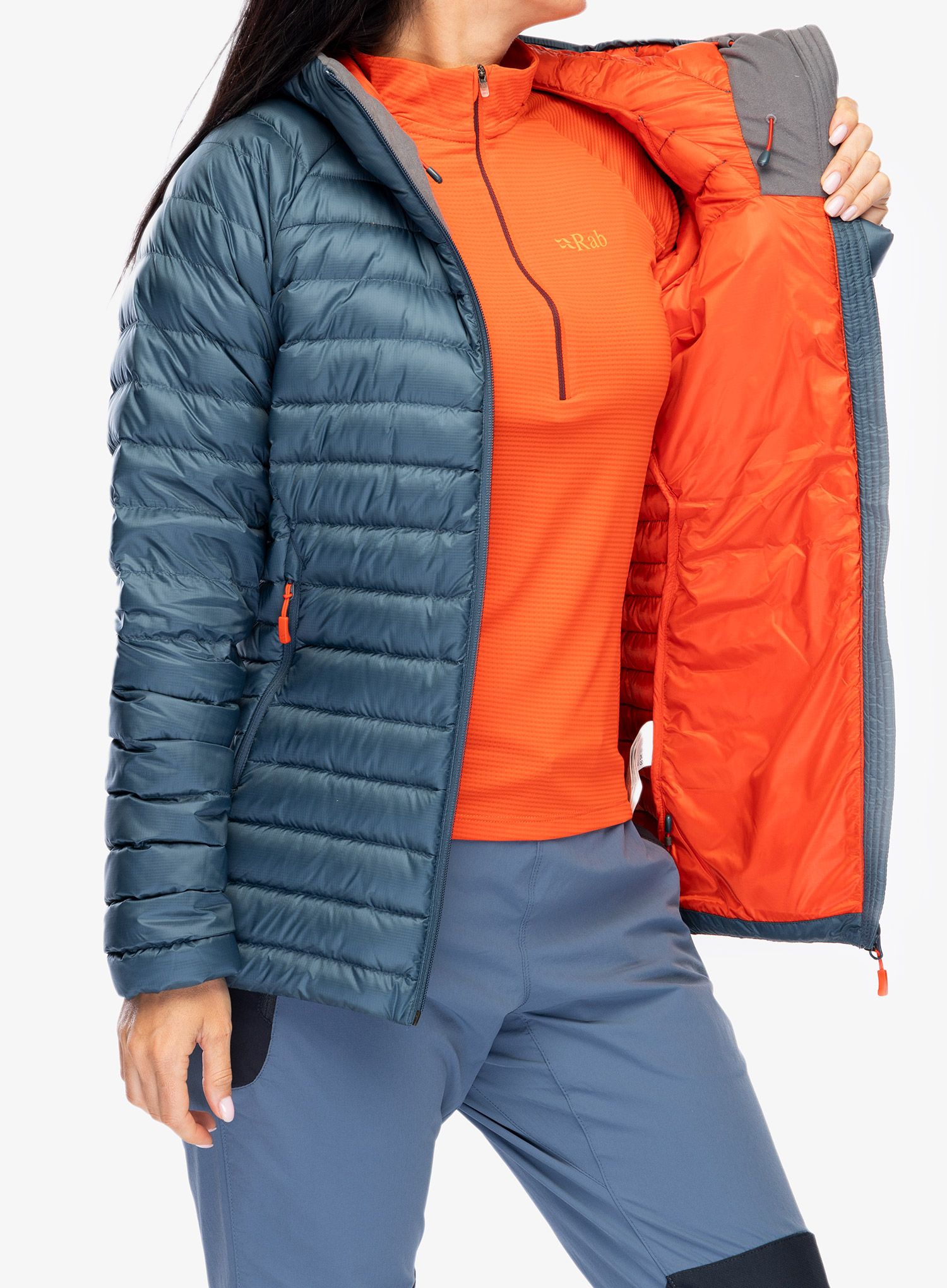 Пуховик жіноча Rab Microlight Alpine Long Jacket - orion blue