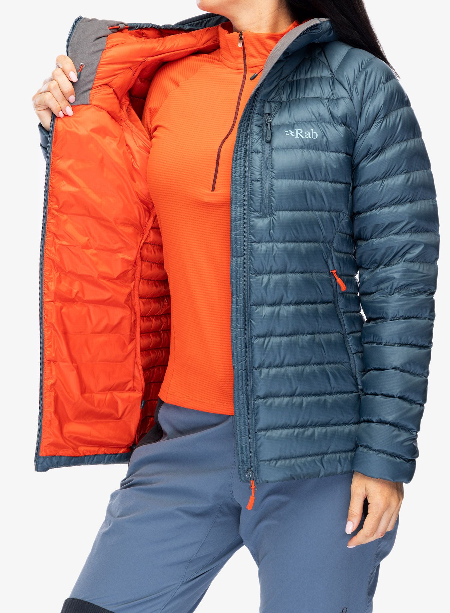 Пуховик жіноча Rab Microlight Alpine Long Jacket - orion blue