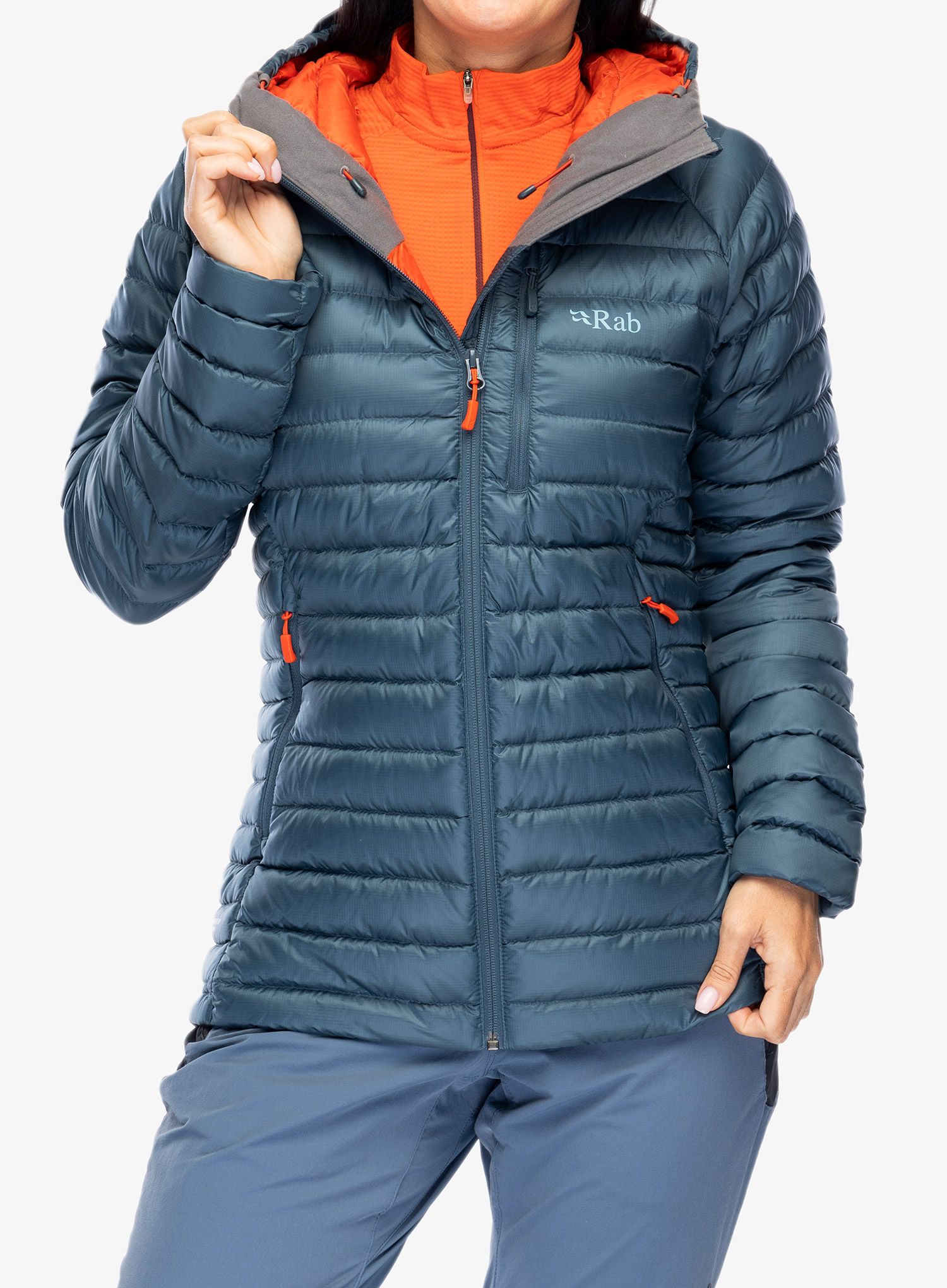 Пуховик жіноча Rab Microlight Alpine Long Jacket - orion blue