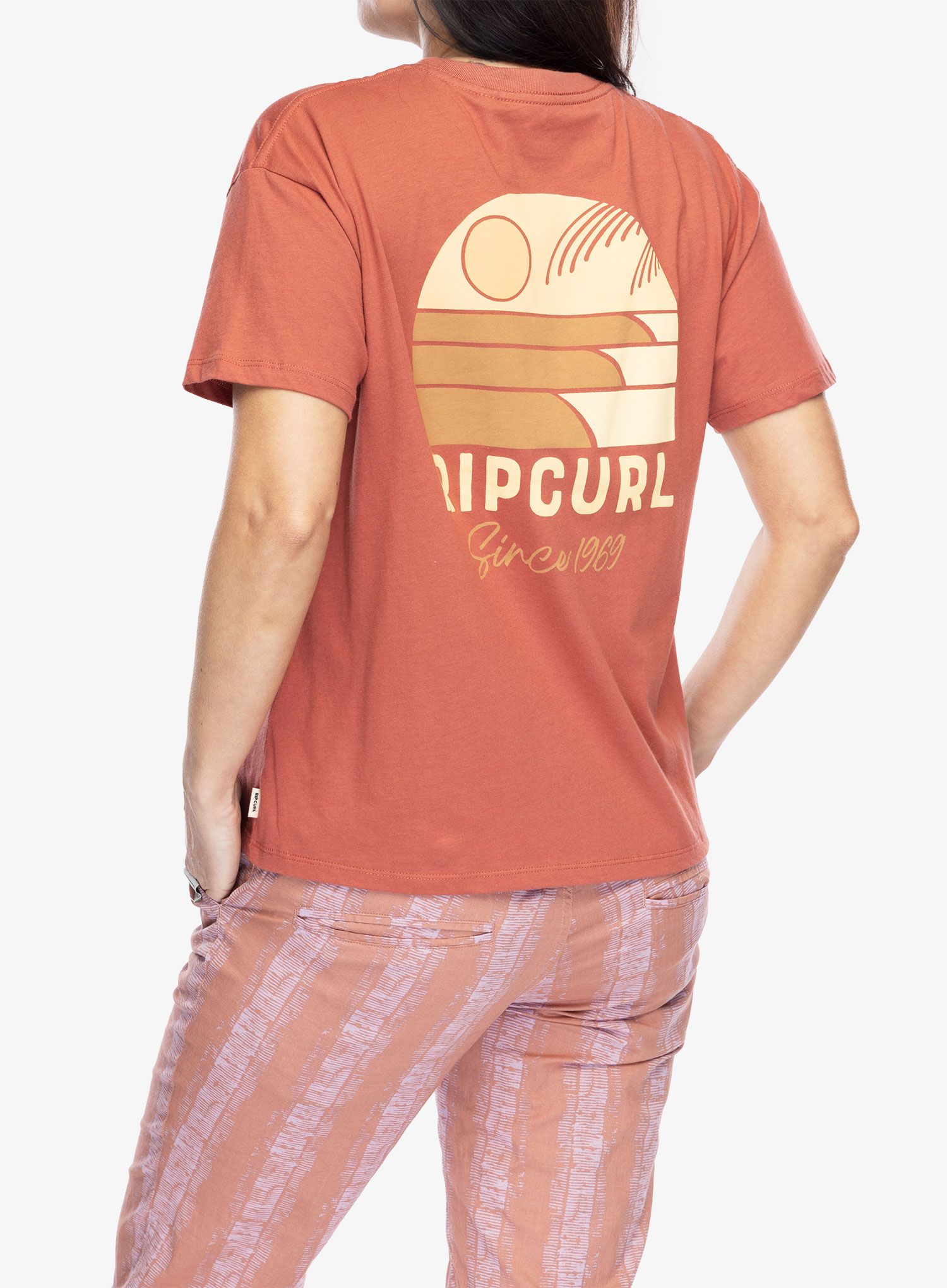 Футболка з принтом жіноча Rip Curl Line Up Relaxed Tee - maroon