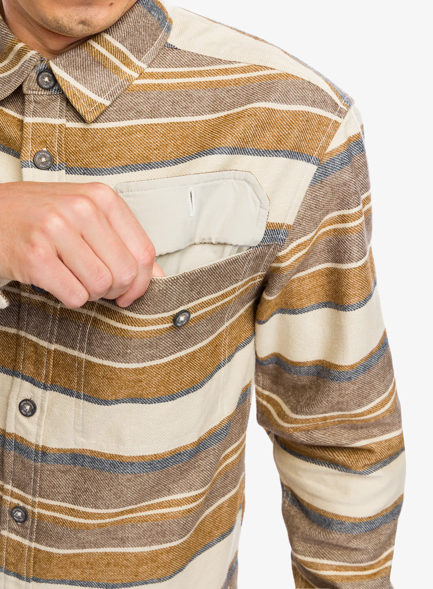 Сорочка Royal Robbins Clouds Rest Hemp LS - bistre pacific crest stripe