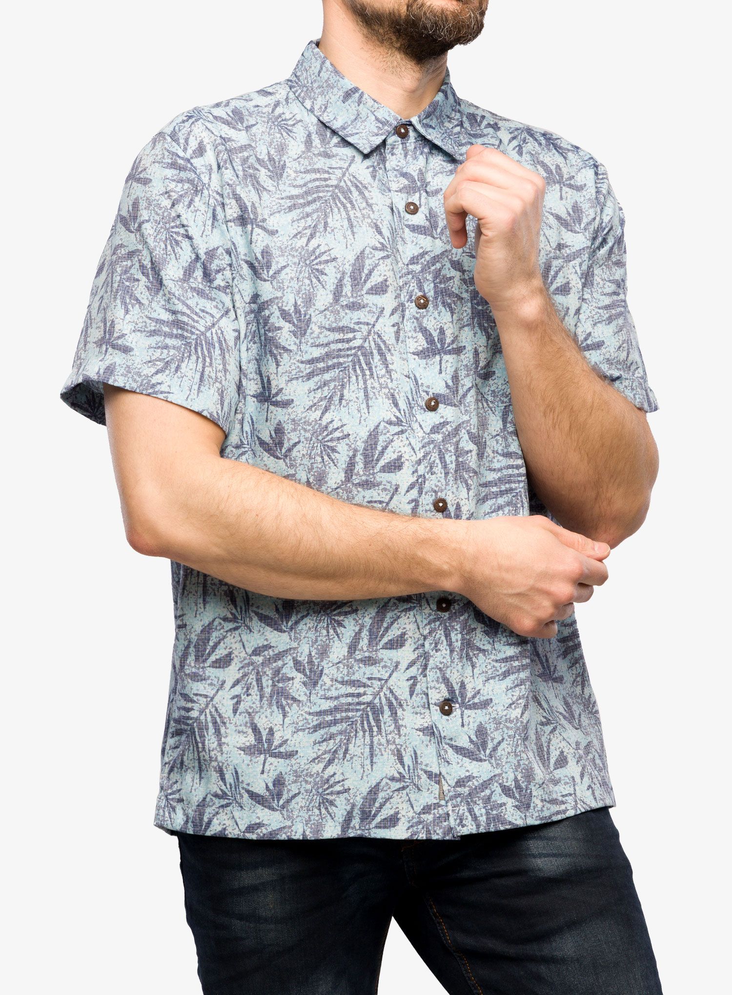 Сорочка Royal Robbins Comino Leaf S/S - sky blue roble pt