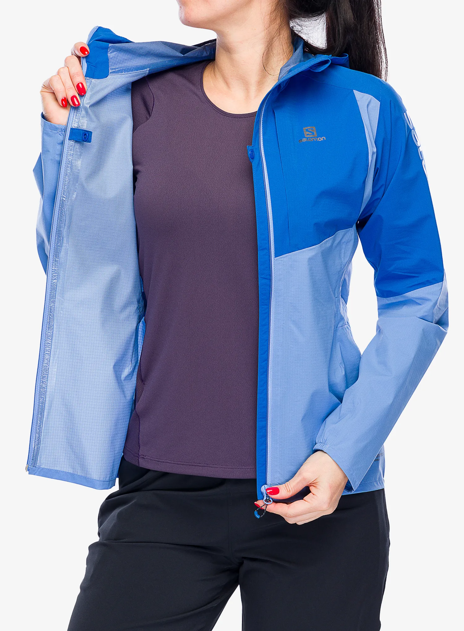 Куртка для бігу жіноча Salomon Bonatti Trail Jacket - provence/nautical blue