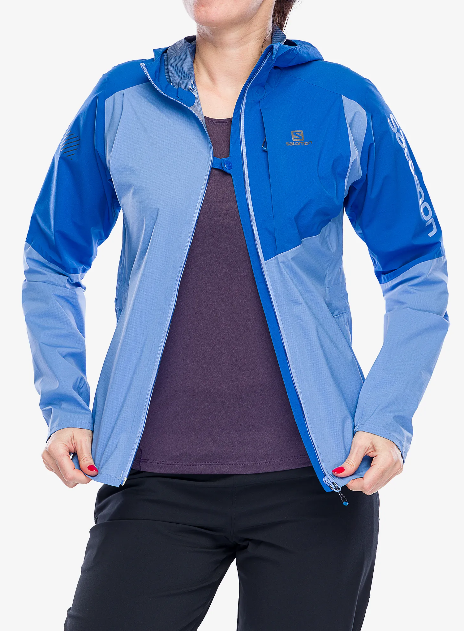 Куртка для бігу жіноча Salomon Bonatti Trail Jacket - provence/nautical blue