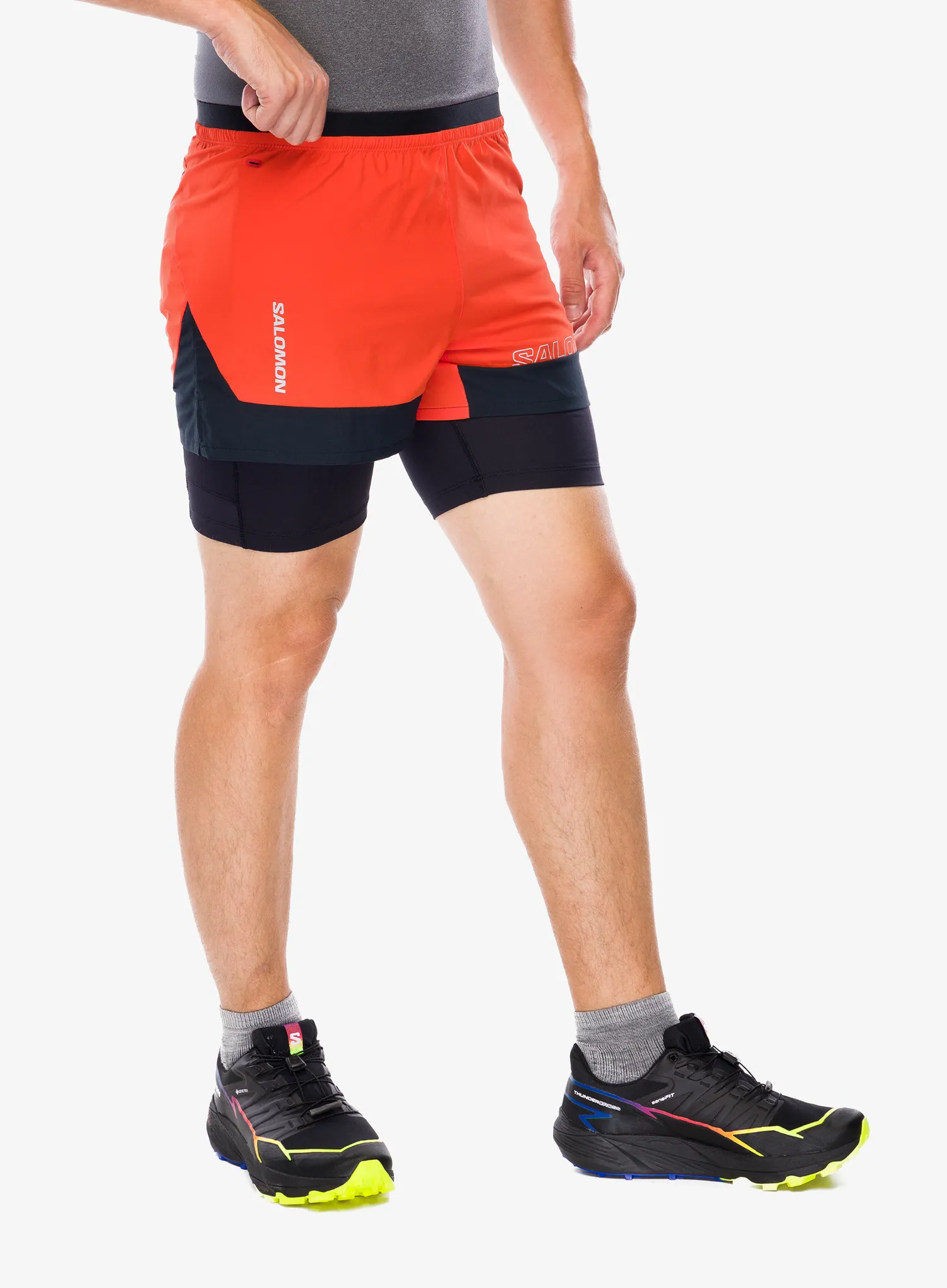 Шорти для бігу Salomon Cross 2in1 Shorts - tomato/deep black