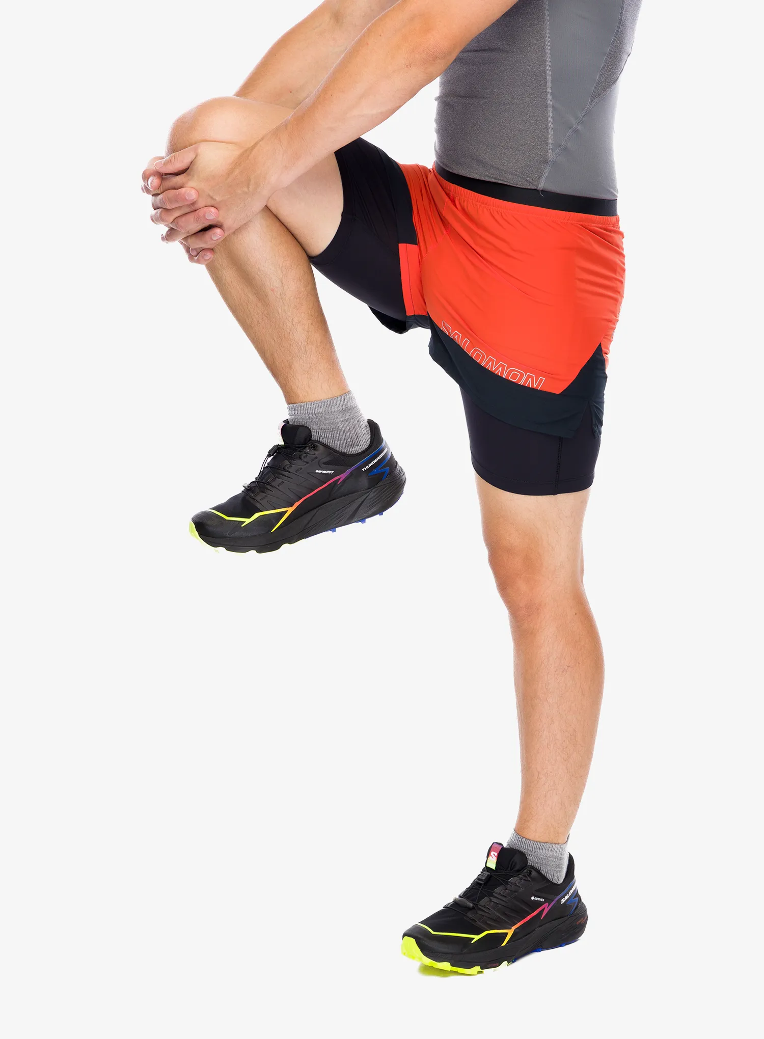 Шорти для бігу Salomon Cross 2in1 Shorts - tomato/deep black