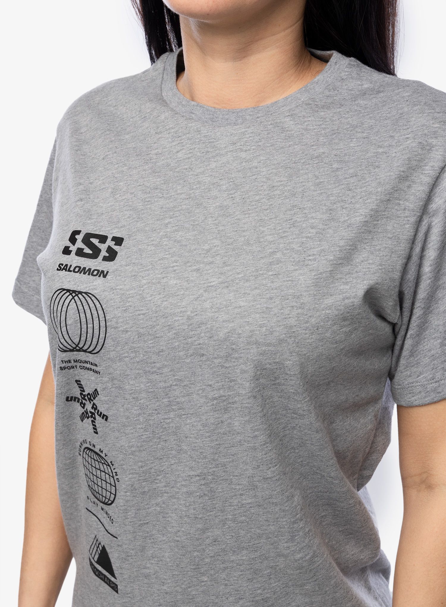 Футболка жіноча Salomon Logo Combo S/S  - heather grey