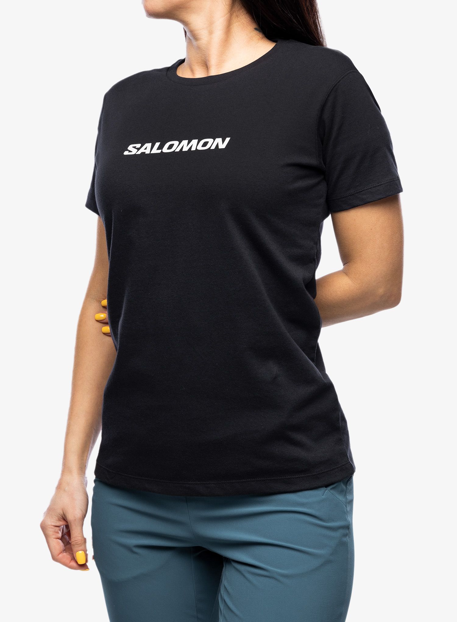 Футболка з принтом жіноча Salomon Logo S/S  - deep black