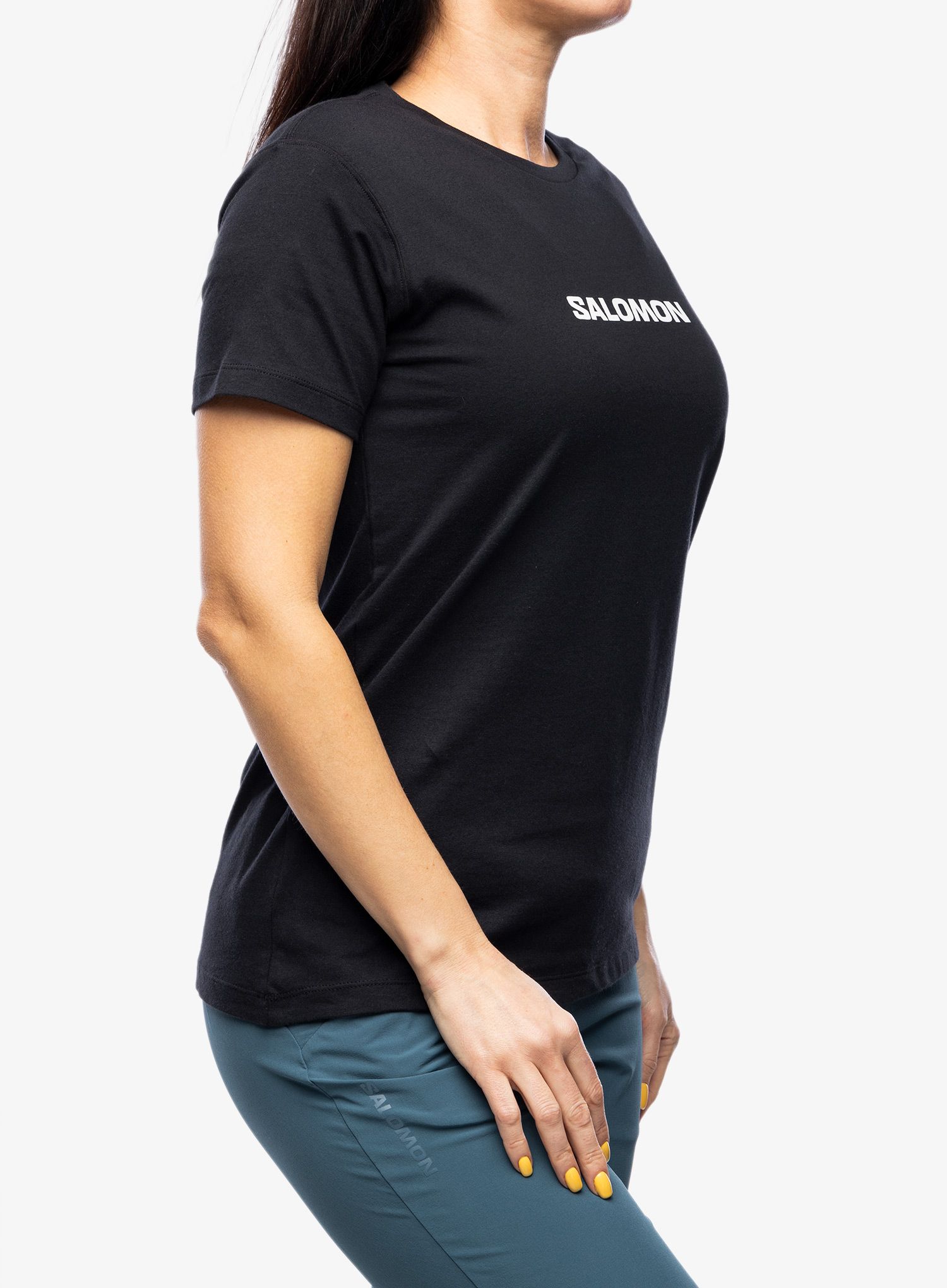 Футболка з принтом жіноча Salomon Logo S/S  - deep black