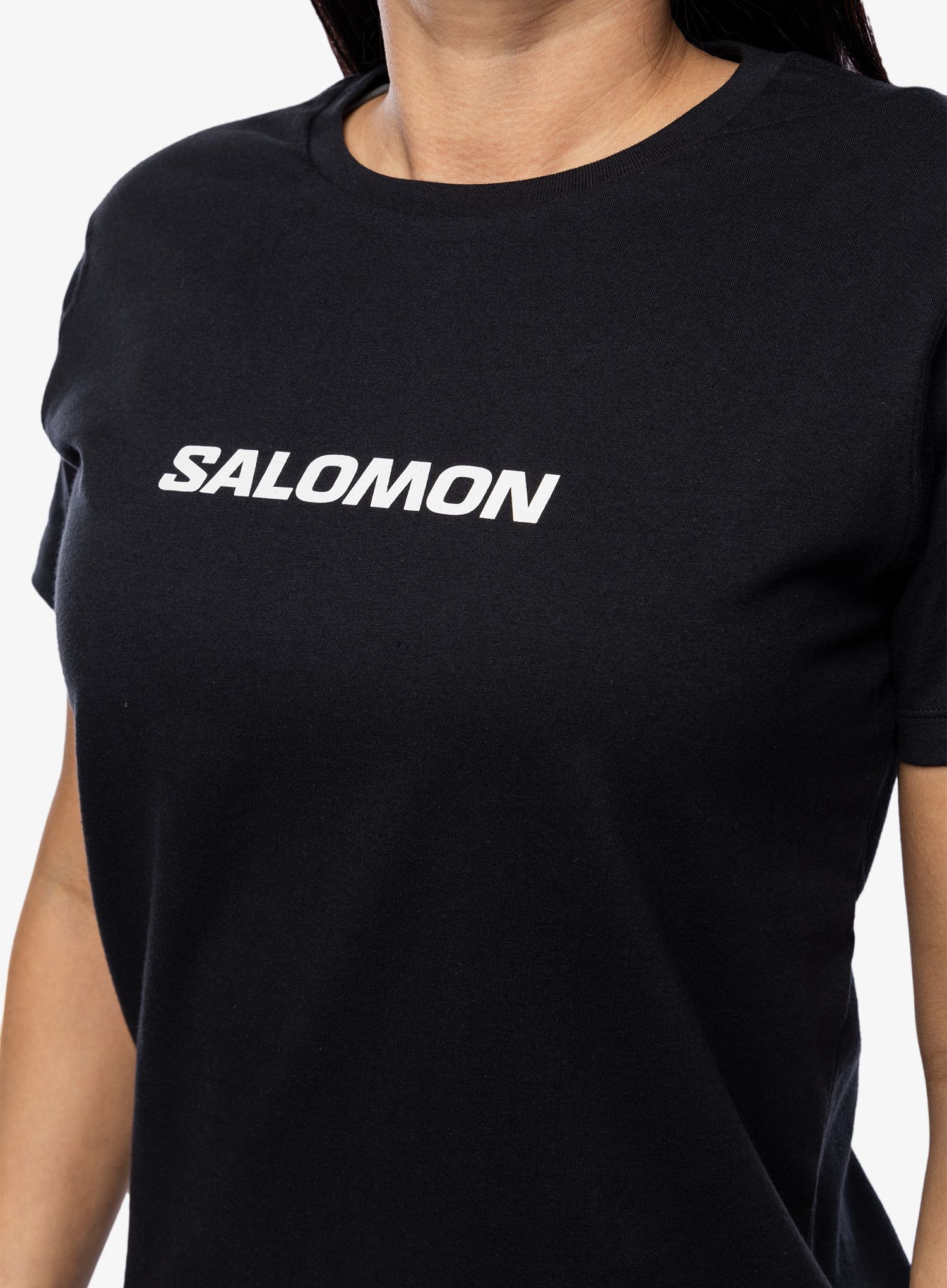 Футболка з принтом жіноча Salomon Logo S/S  - deep black