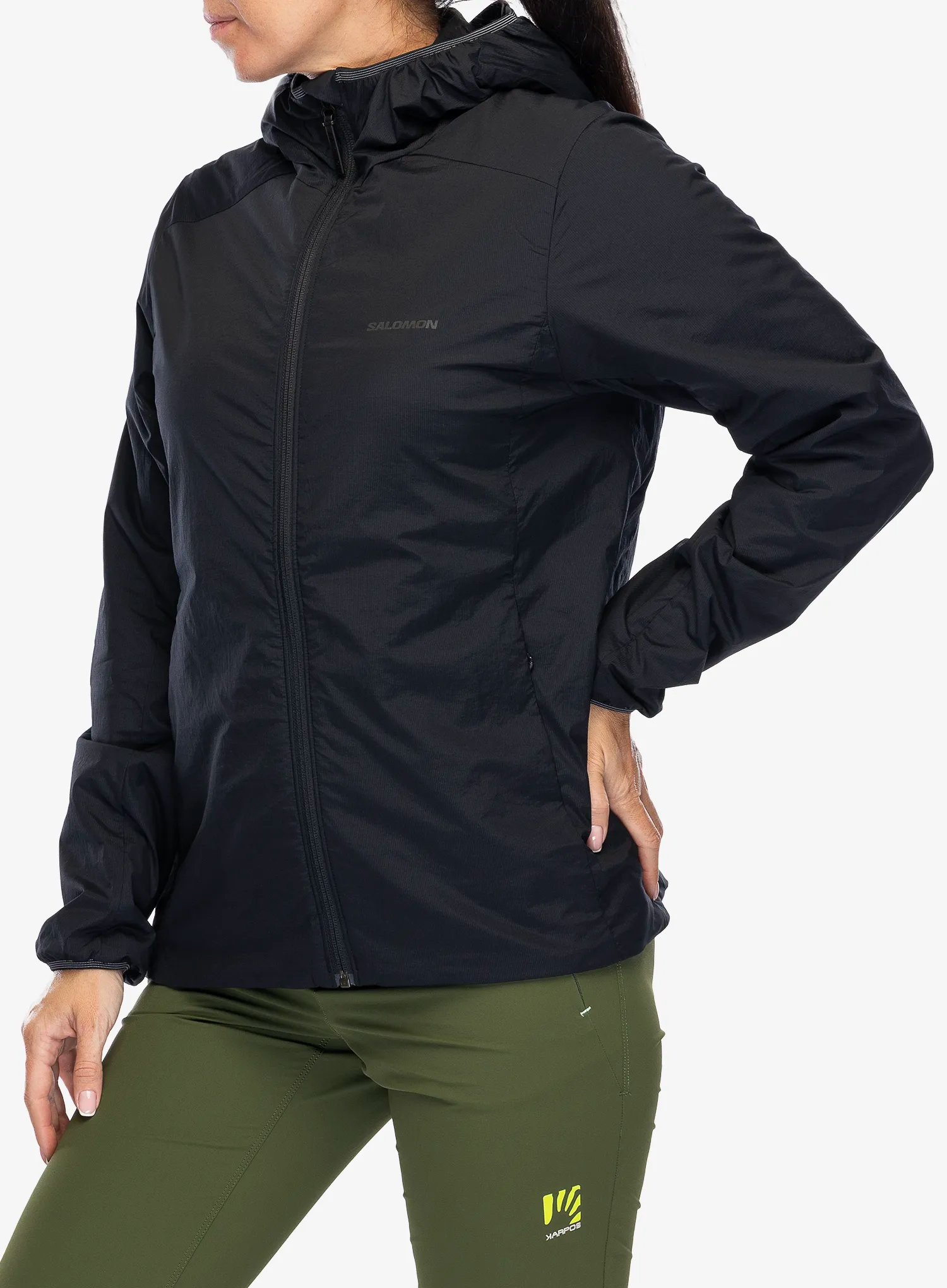 Куртка утеплена жіноча Salomon Mountain Flex Jacket Hood - deep black