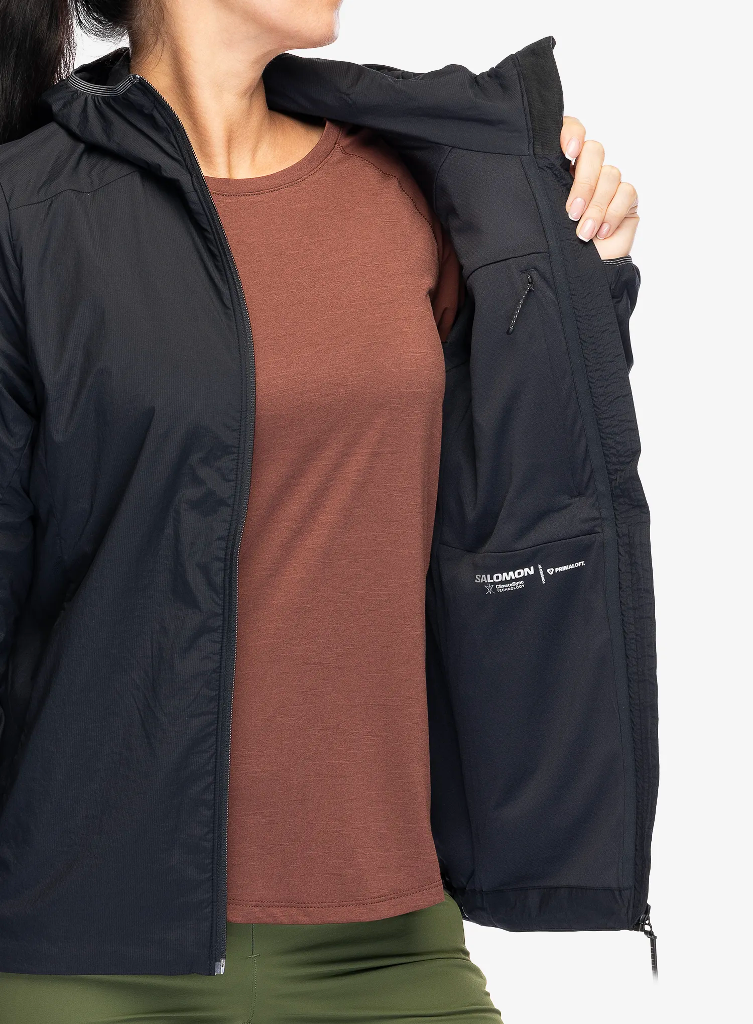 Куртка утеплена жіноча Salomon Mountain Flex Jacket Hood - deep black