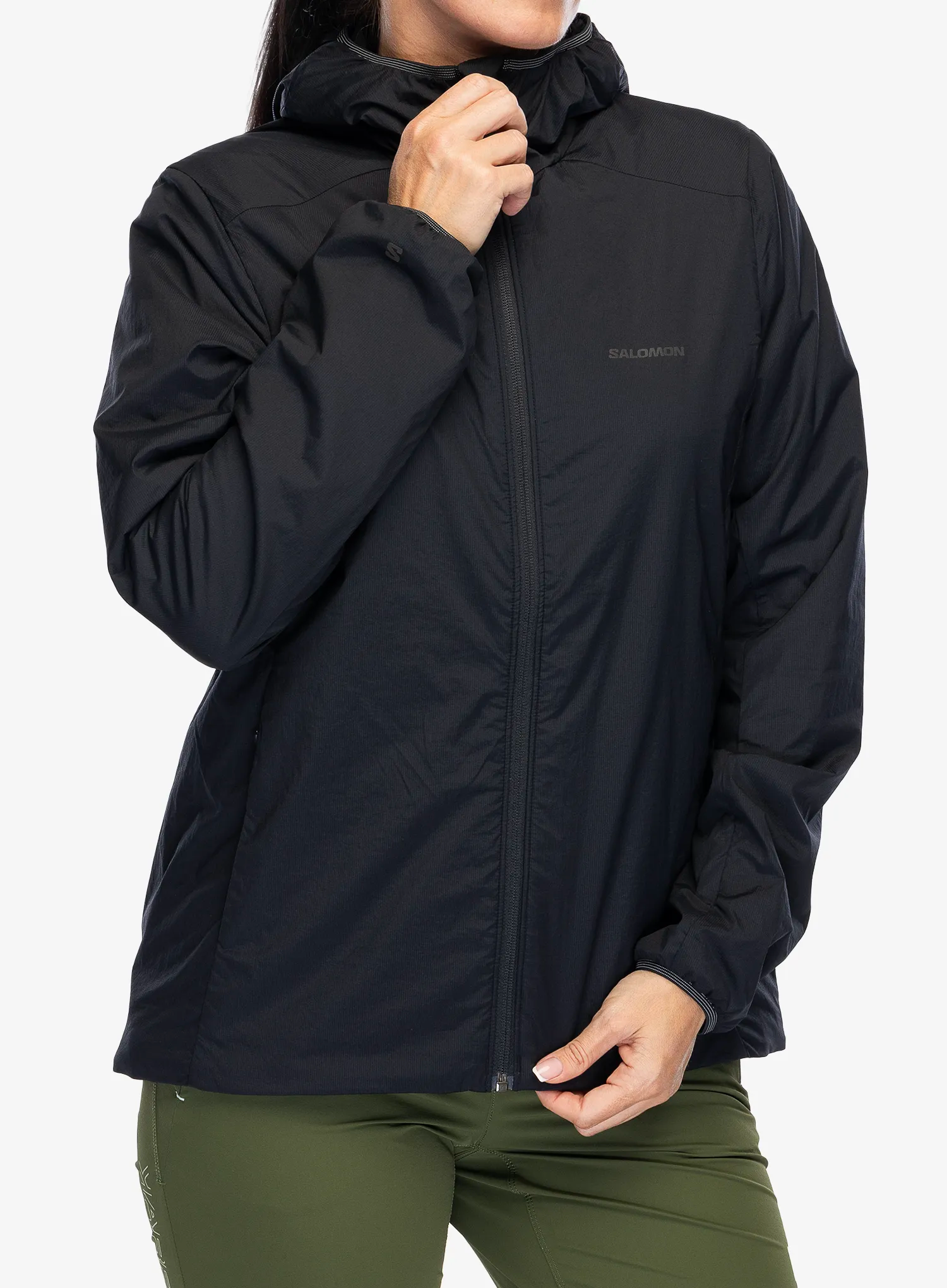 Куртка утеплена жіноча Salomon Mountain Flex Jacket Hood - deep black