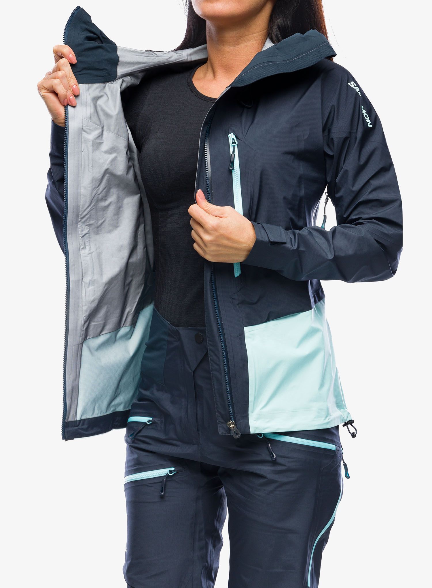 Куртка скітурингова жіноча Salomon Mtn Gore-Tex 3L Jacket - carbon/limpet shell