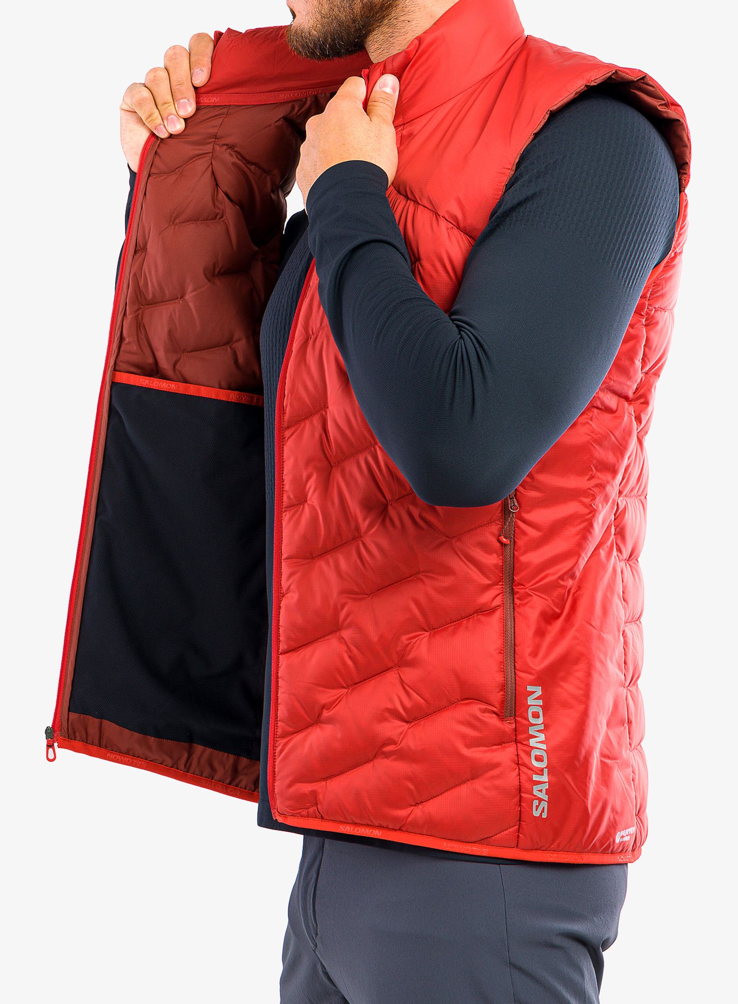 Жилет пуховий Salomon Outline Down Vest - samba/madder brown