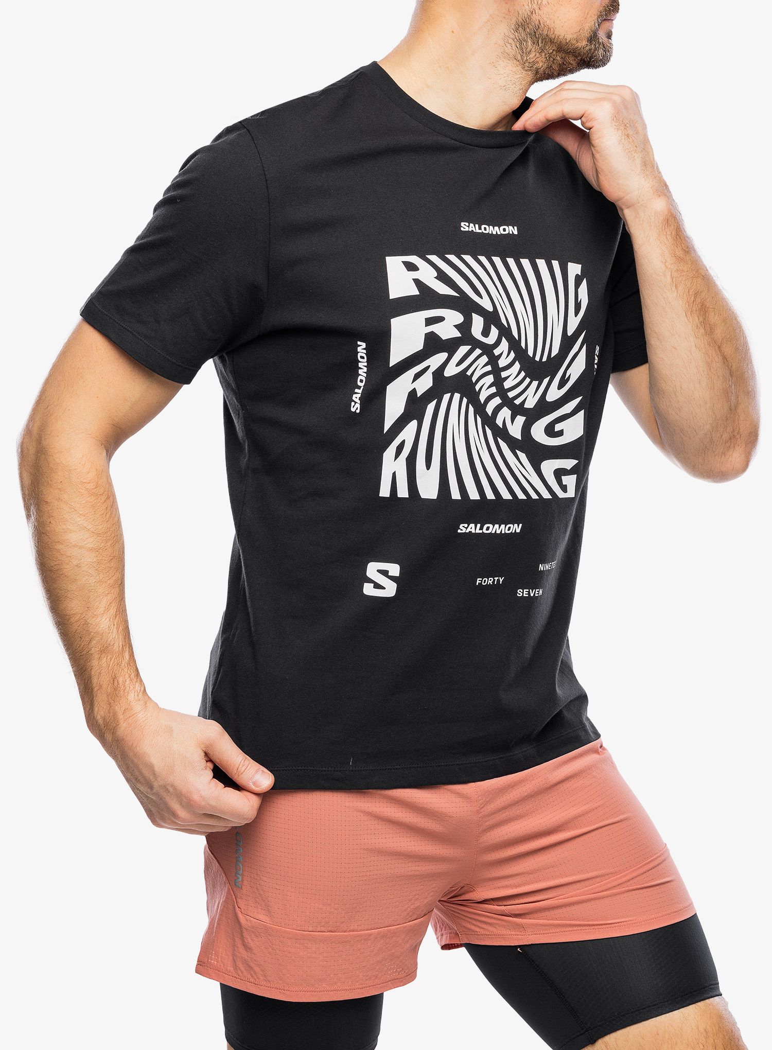 Футболка з принтом Salomon Running Graphic S/S  - deep black