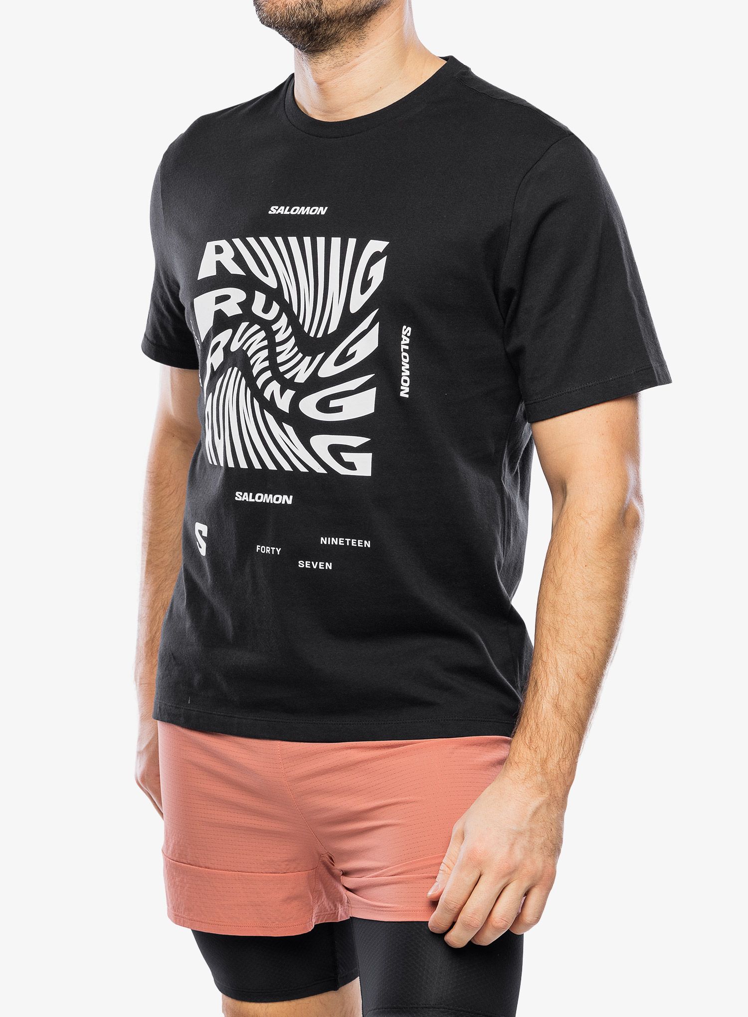 Футболка з принтом Salomon Running Graphic S/S  - deep black