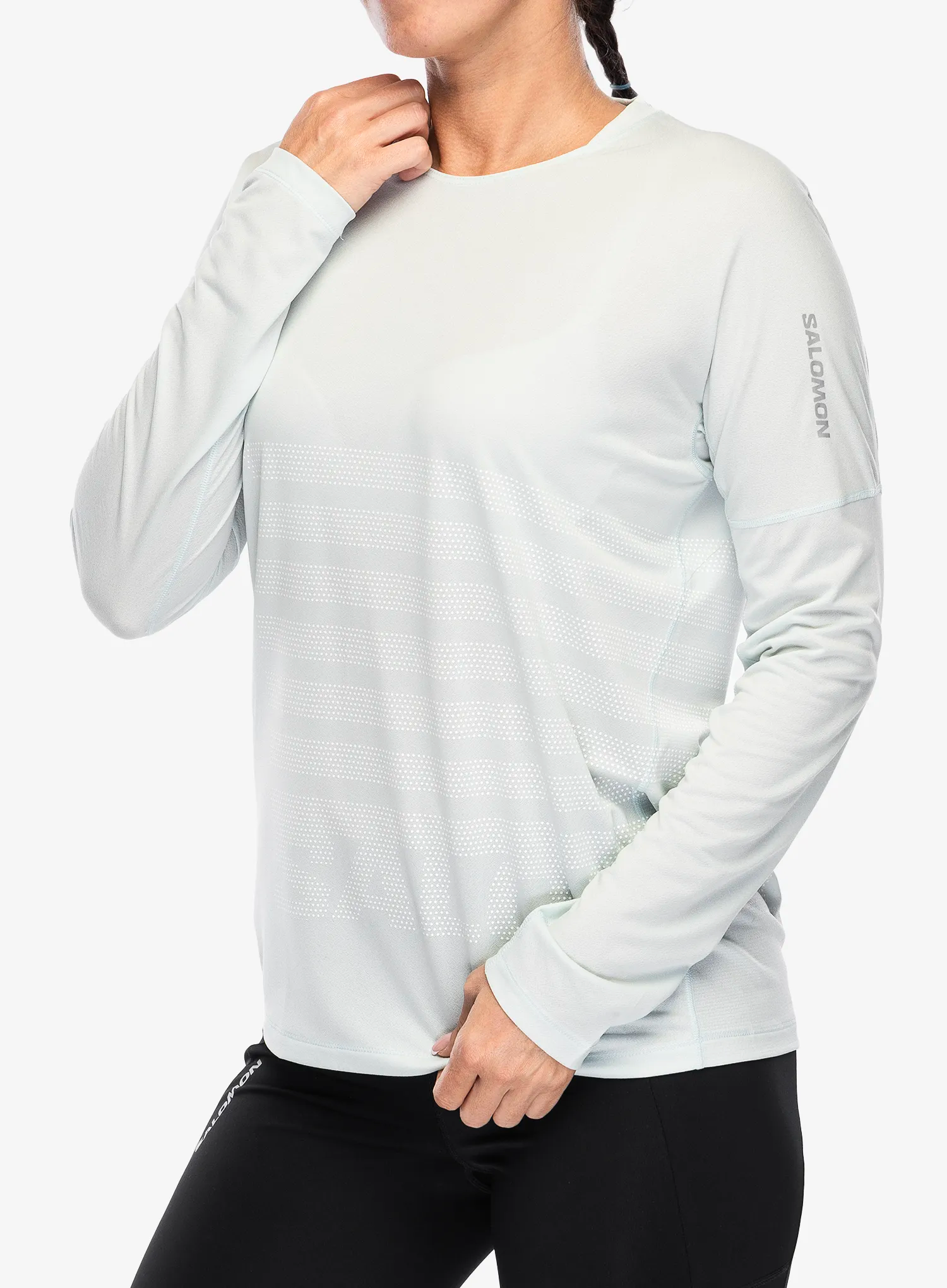 Кофта для бігу жіноча Salomon Sense Aero LS Tee GFX - misty blue