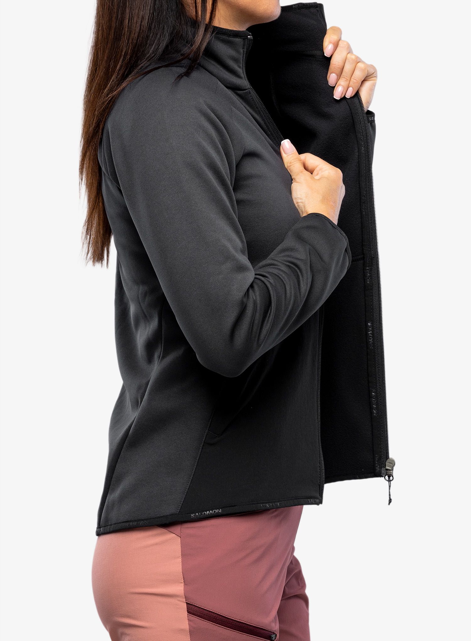 Кофта на замку жіноча Salomon Essential Warm Fz Mid - deep black
