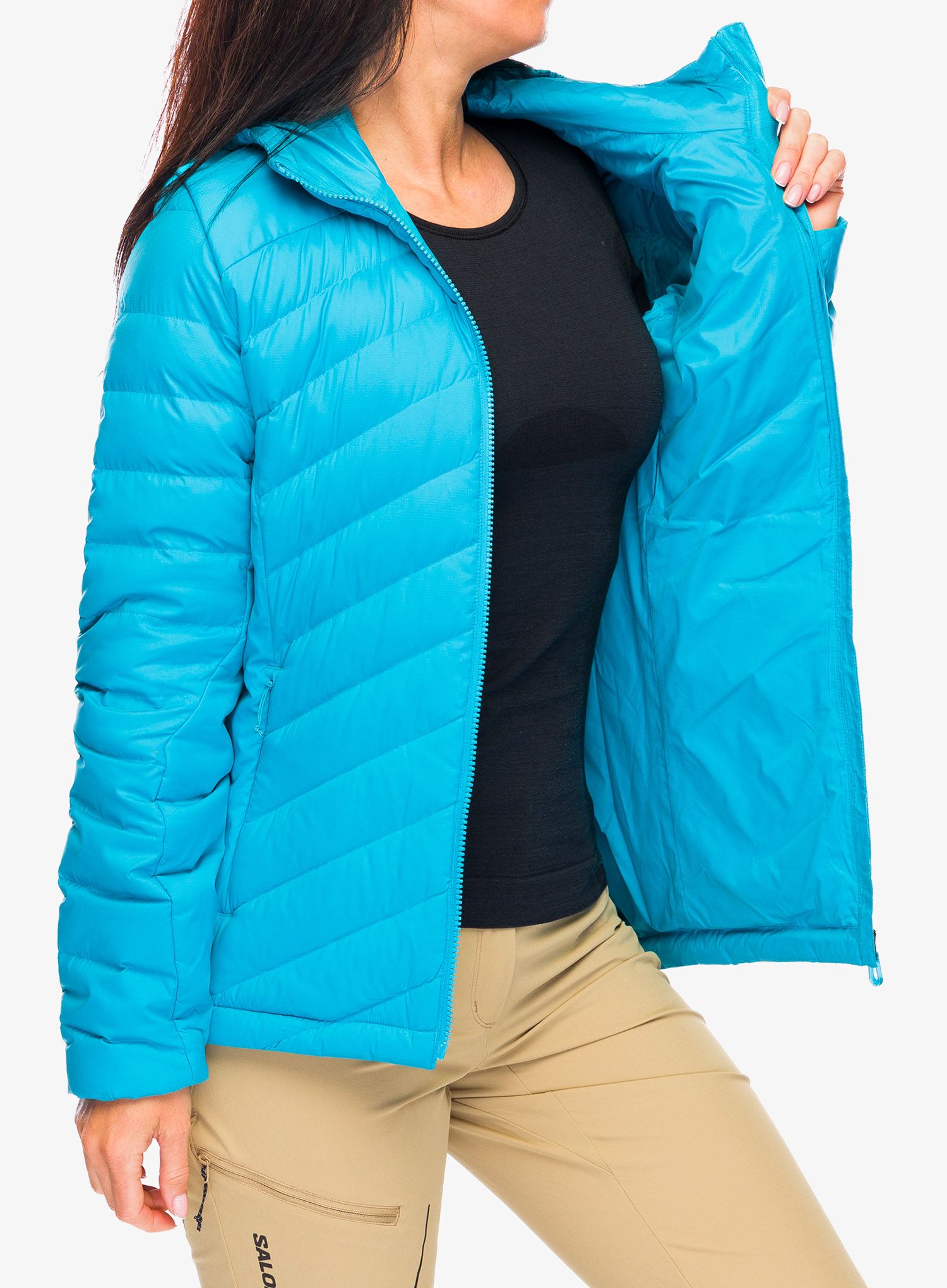 Пуховик жіноча Salomon Transition Down Hoodie - barrier reef