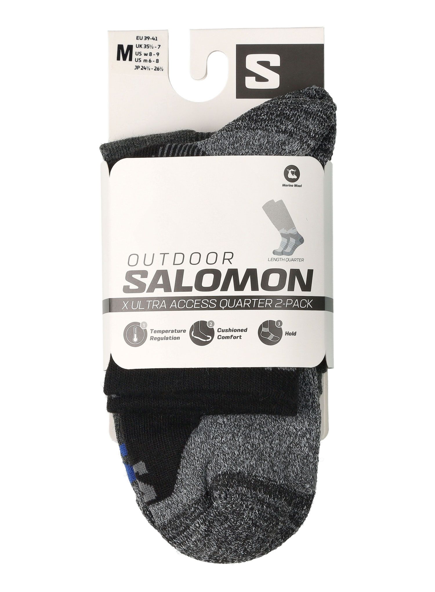 Шкарпетки туристичні Salomon X Ultra Access Quarter 2-Pack - anthracite/black