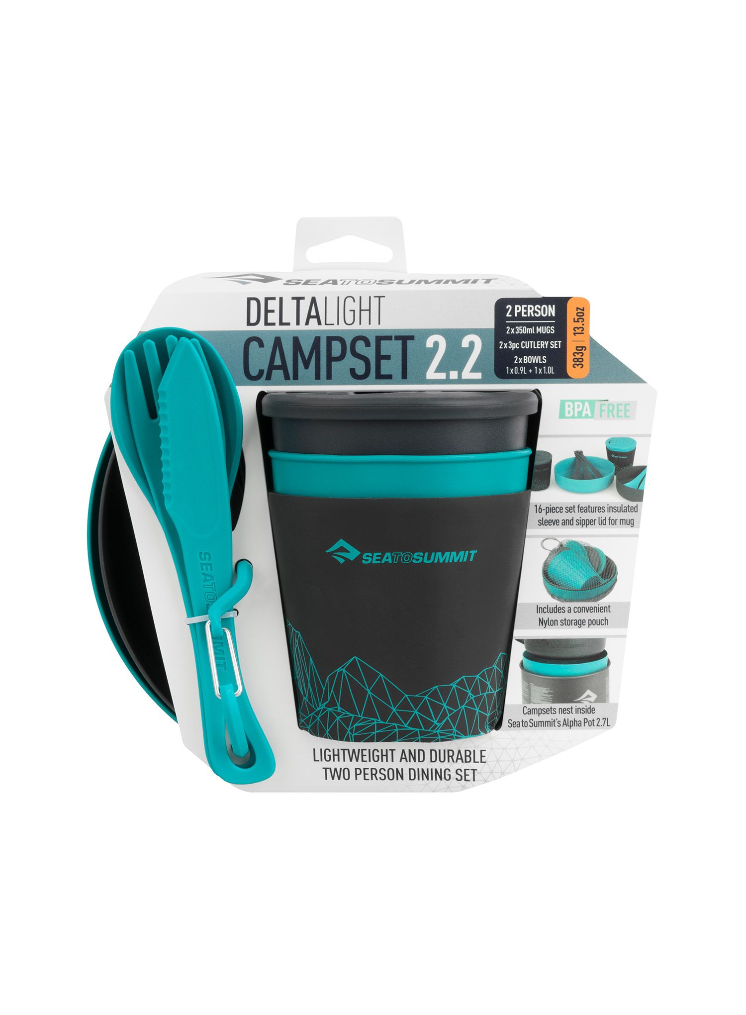 Набір посуду Sea To Summit DeltaLight Camp Set 2.2 (2 mugs, 2 Bowls) - blue