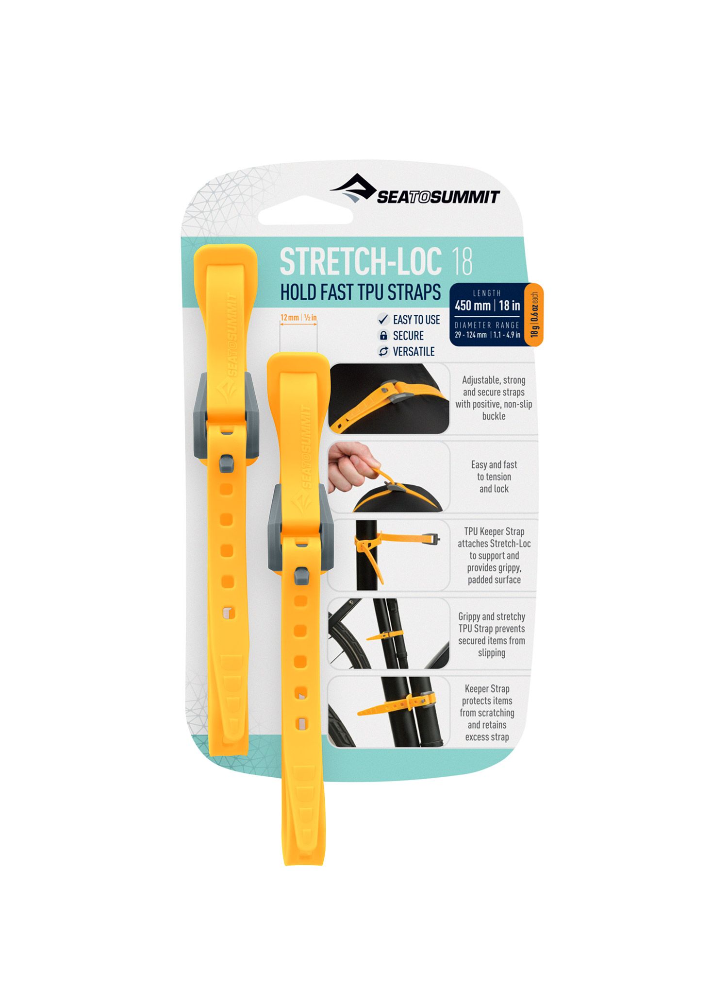 Троки Sea To Summit Stretch-Loc 18 - 12 mm x 450 mm 2 Pack - yellow