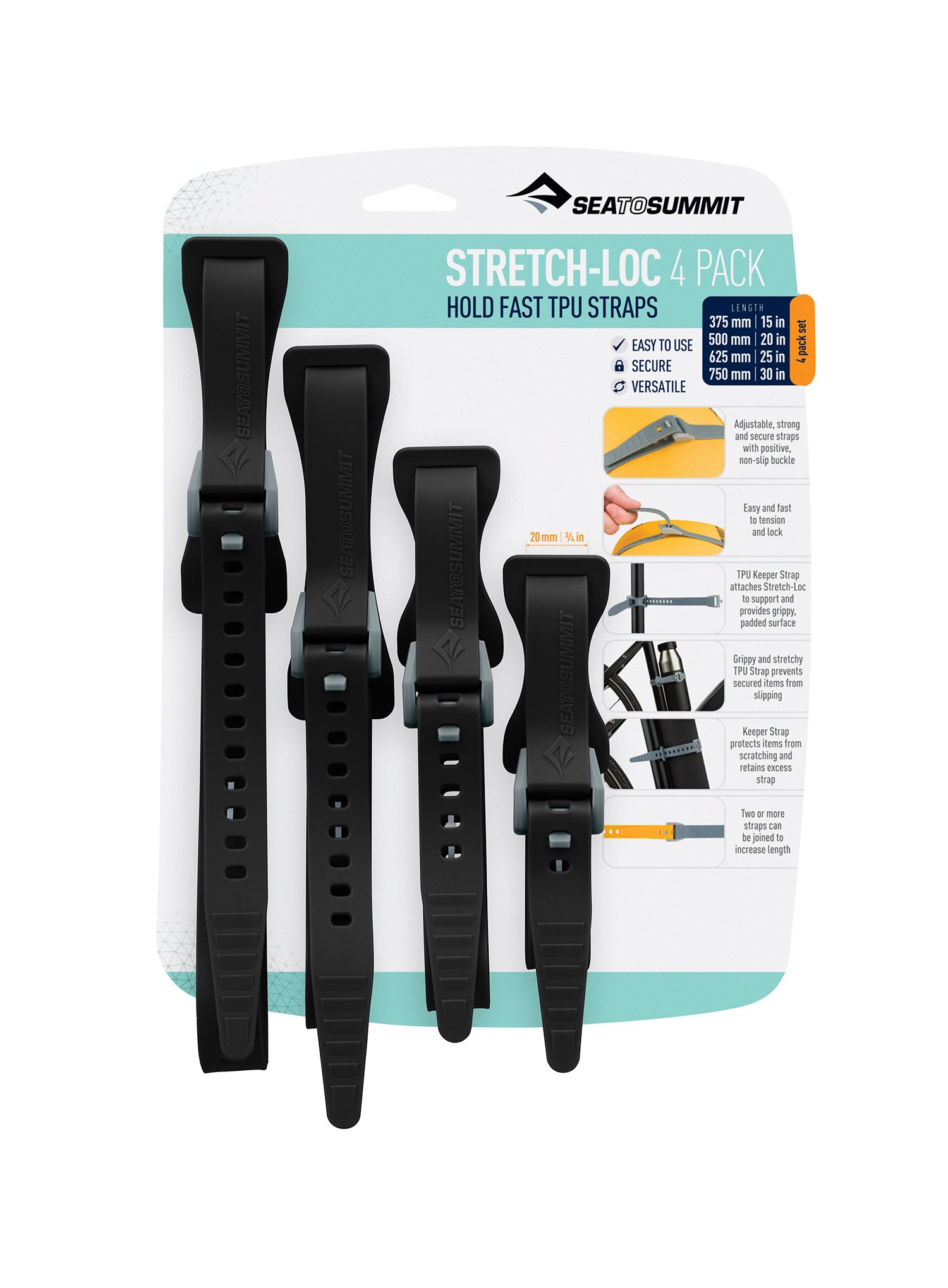Троки Sea To Summit Stretch-Loc Set - All Sizes 20 mm 4 Pack - black