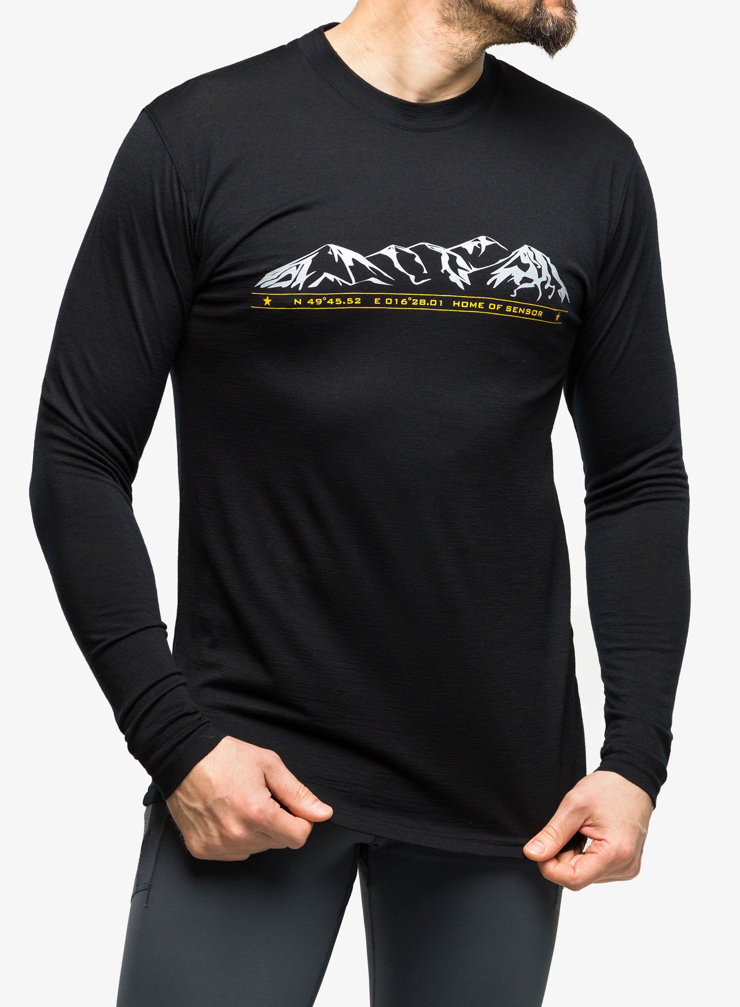 Кофта Sensor Merino Active PT Tee L/S - black mountains