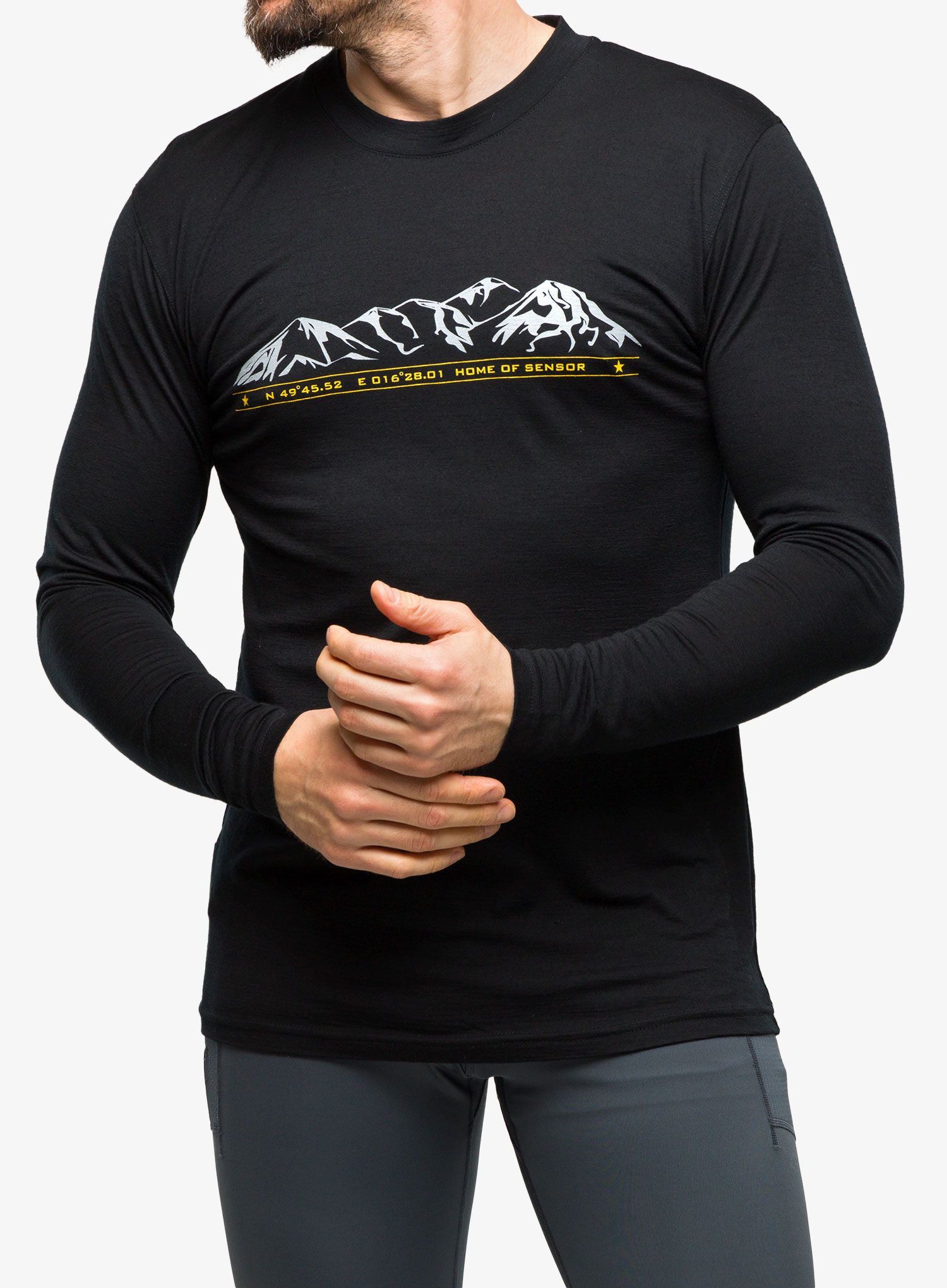 Кофта Sensor Merino Active PT Tee L/S - black mountains