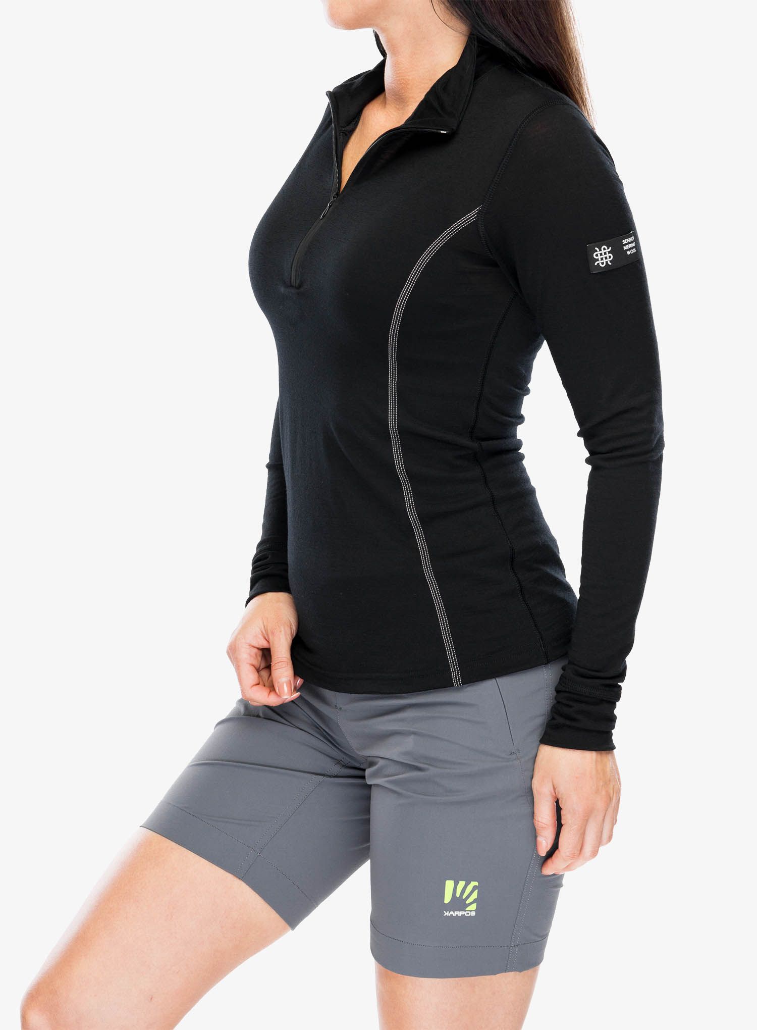 Термокофта жіноча Sensor Merino Active Tee L/S Zip - black