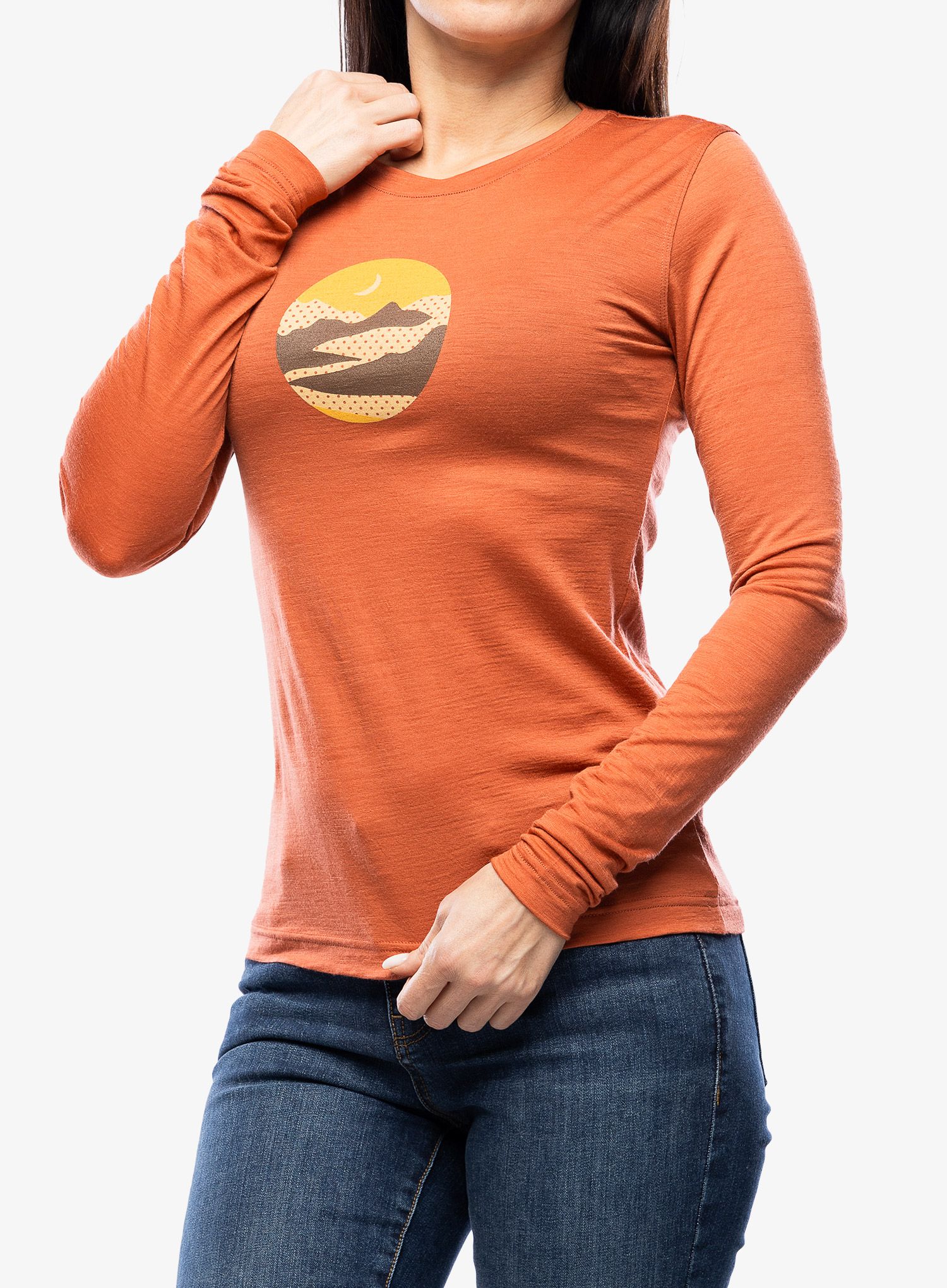Термокофта жіноча Sensor Merino Active Triglav Tee LS - terracotta