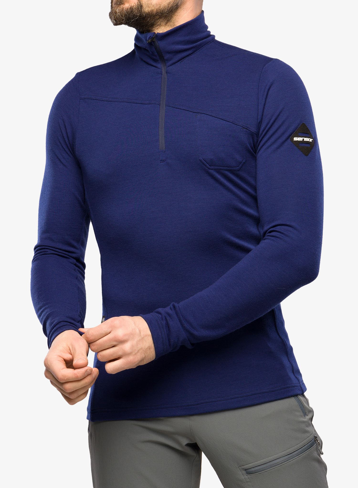 Кофта Sensor Merino Extreme Tee L/S Zip - deep blue