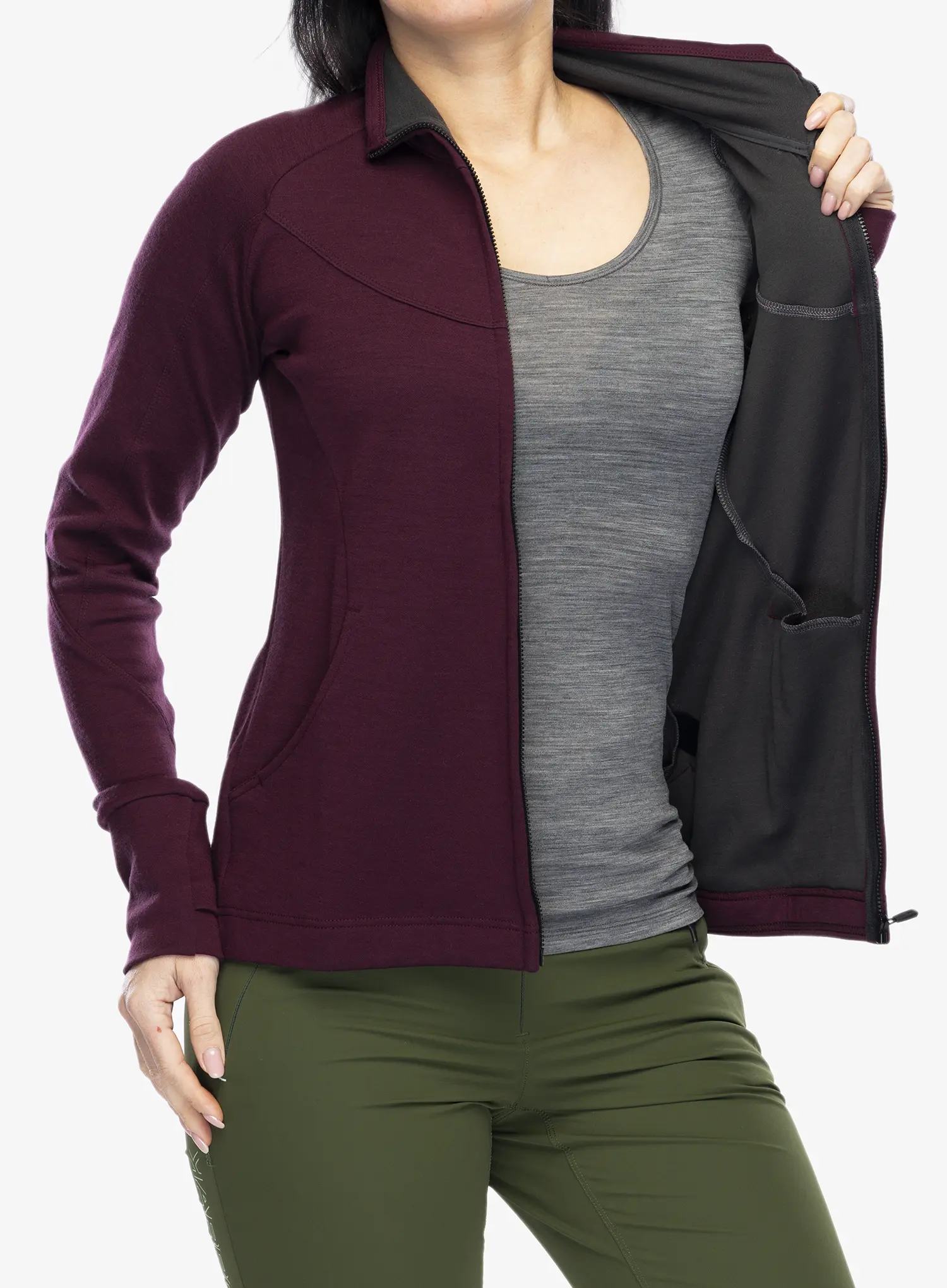 Кофта жіноча Sensor Merino Upper Fleece Full Zip - port red